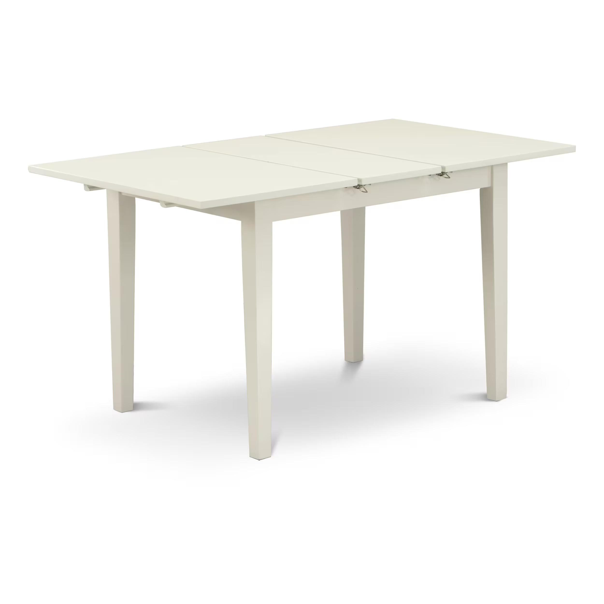 East West Furniture 5-Piece Modern Dining Room Set - 32x54 Inch Rectangle Wooden Table with Butterfly Leaf & 4 White Faux Leather Chairs - Linen White - Perfect for Small Spaces, Apartments & Contemporary Home Decor