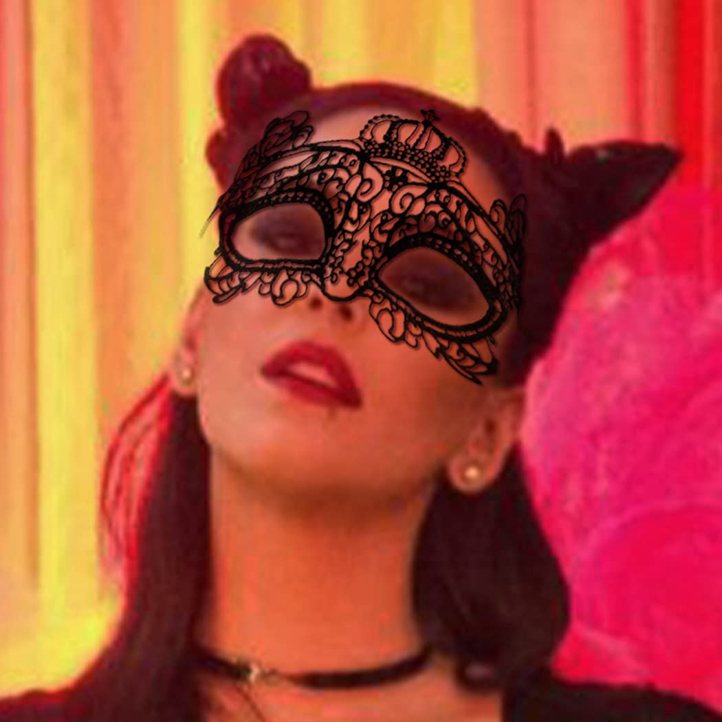 BODIY Black Venetian Lace Masquerade Mask - Elegant Halloween Costume Eyemask for Women & Girls | Perfect for Cosplay, Balls, and Themed Parties
