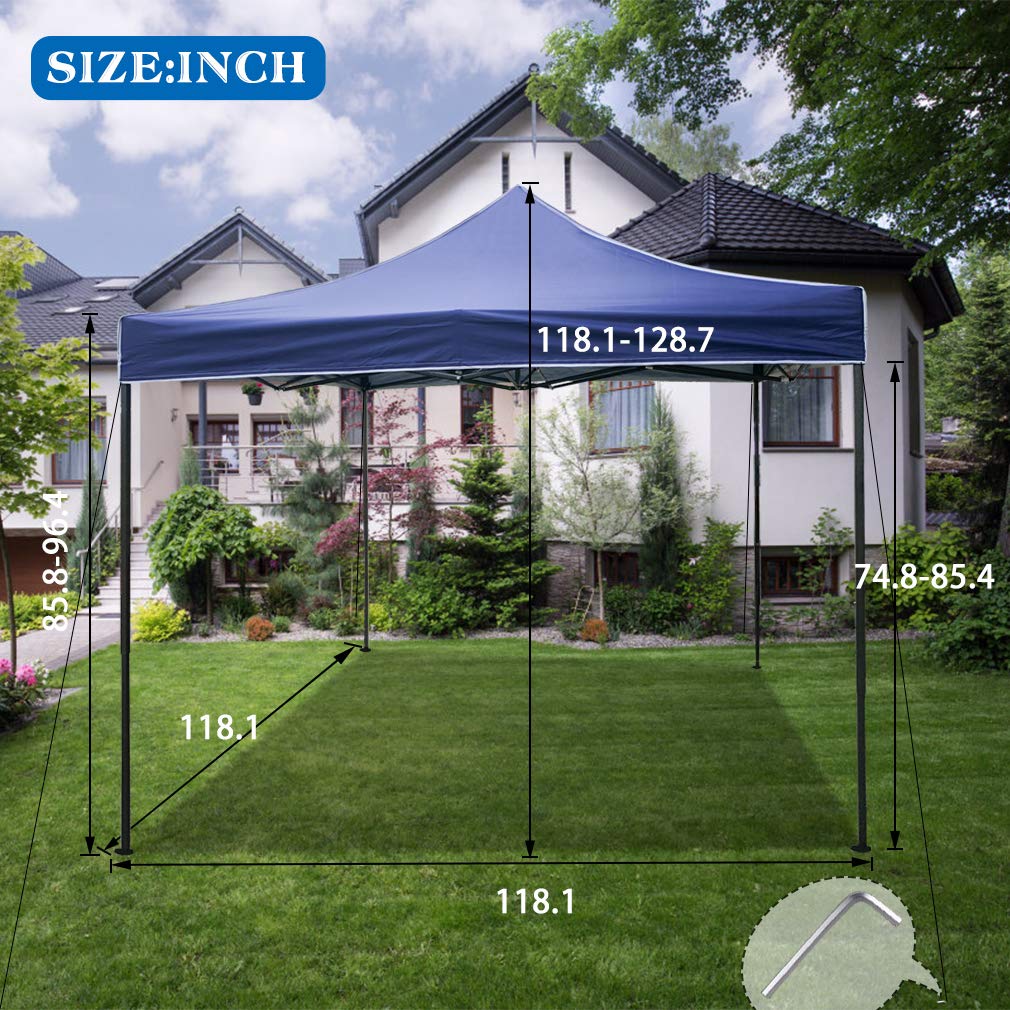 10x10 Pop Up Canopy Tent - Instant Folding Portable Outdoor Gazebo with Backpack Bag | Sun Shade Shelter for Parties, Weddings & Beach Events | Better Air Circulation Design (Blue)
