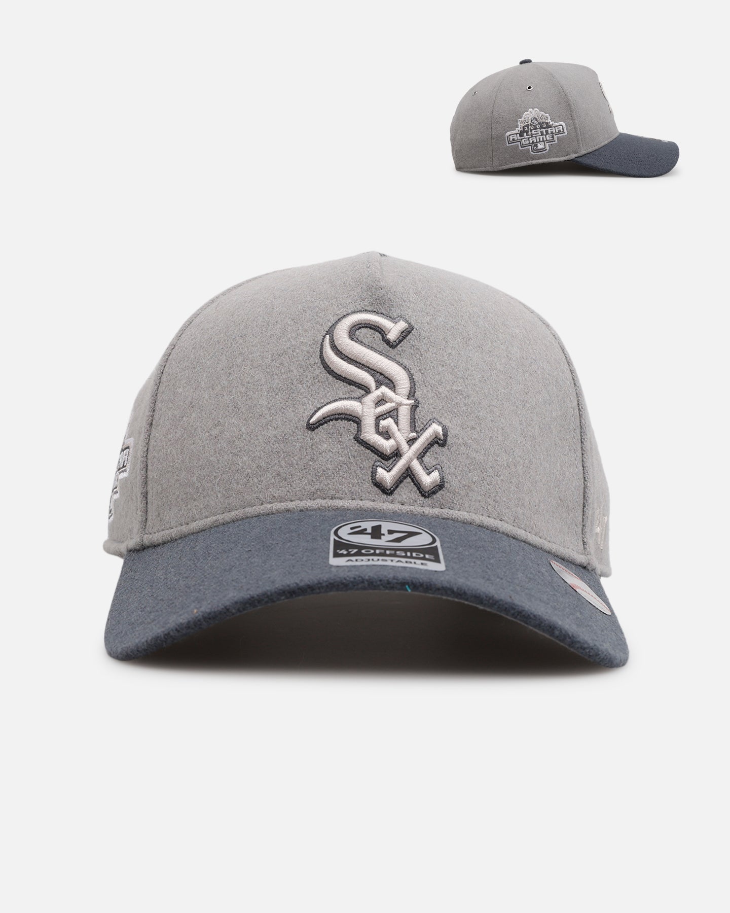 47 Brand Chicago White Sox 'Shades Of Gray' Snapback Hat - Adjustable 47 Offside Baseball Cap for Men & Women - Perfect for Sports Games, Casual Wear & Fan Collections