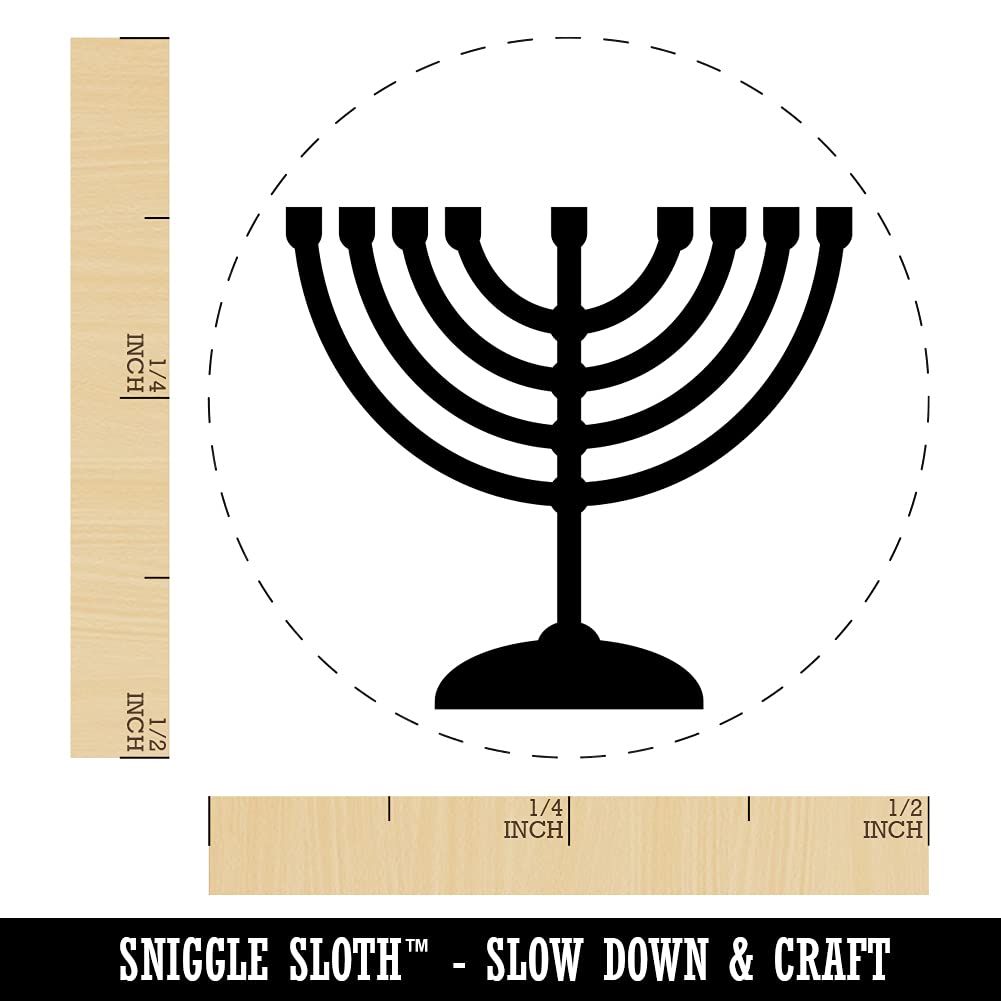Hanukkah Menorah Self-Inking Rubber Stamp - 1/2 Inch Mini Purple Ink Stamper for Crafts, Planners, Cards & DIY Projects - Perfect for Holiday Decorations and Jewish Celebrations