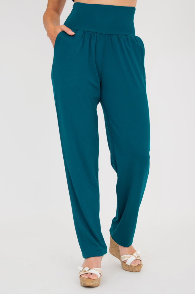 Clair Women's Bamboo Pant in Teal - Soft, Breathable & Eco-Friendly for Yoga, Lounge & Travel