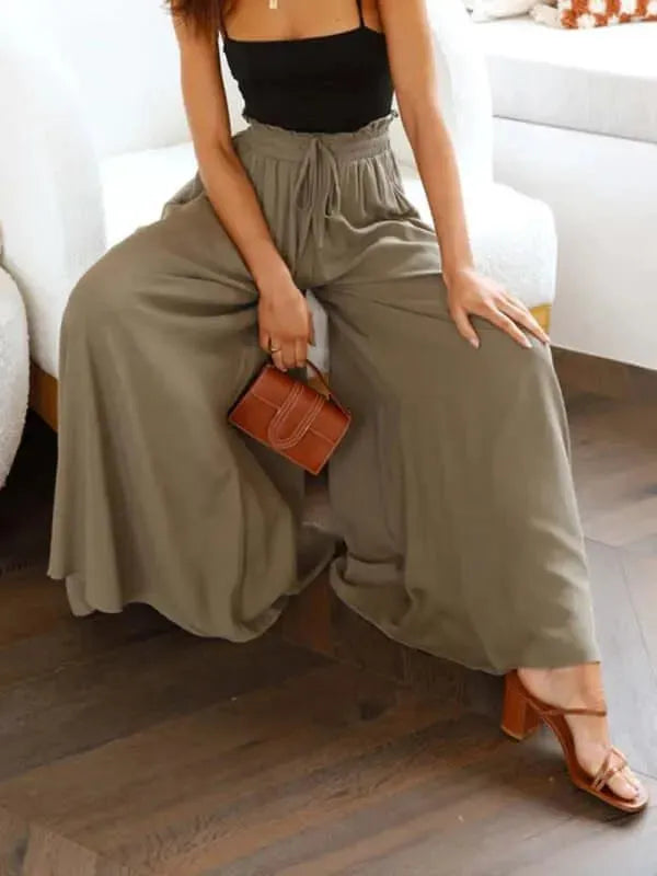 Women's Casual Loose Wide Leg Pants - Comfortable High Waisted Trousers for Work, Travel & Everyday Wear