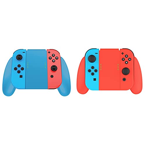 **TALK WORKS Joycon Comfort Grip for Nintendo Switch - Blue & Red Handheld Controller Holder - Ergonomic Joystick Remote Control Accessories for Gaming, Travel & Home Entertainment**