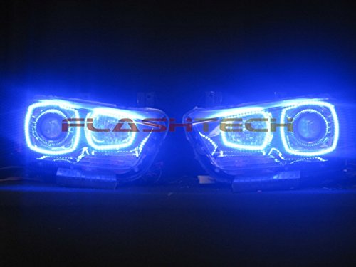 Flashtech V.3 RGB Color Changing LED Halo Ring Headlight Kit - Compatible with Dodge Charger 2011-2014 | Multi-Color Customization for Enhanced Night Driving & Car Shows