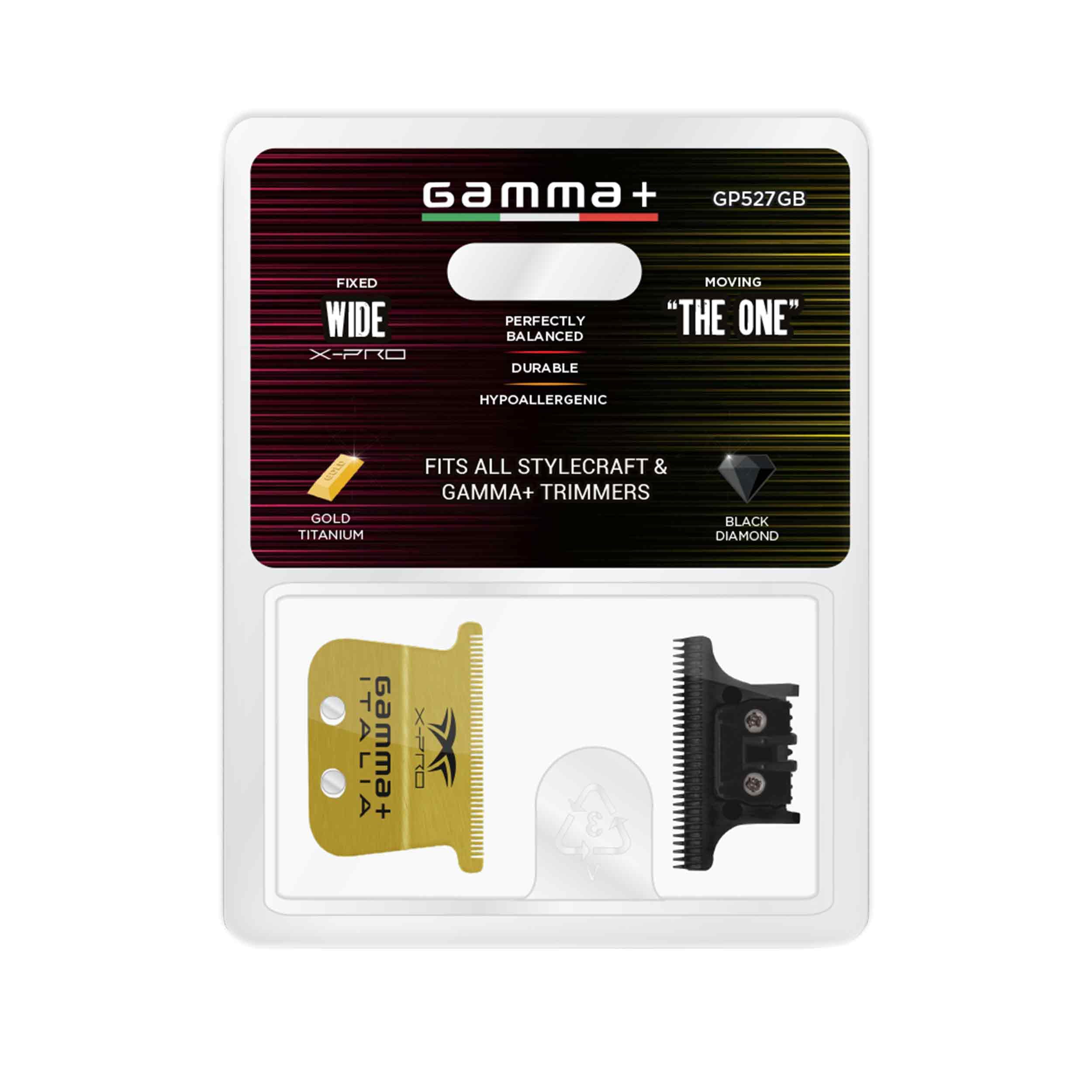 GAMMA+ Replacement X-Pro Wide Gold Titanium Blade with Black Diamond - Premium Trimmer Set for Professional Hair Cutting & Grooming | Perfect for Barbers, Stylists & Home Use