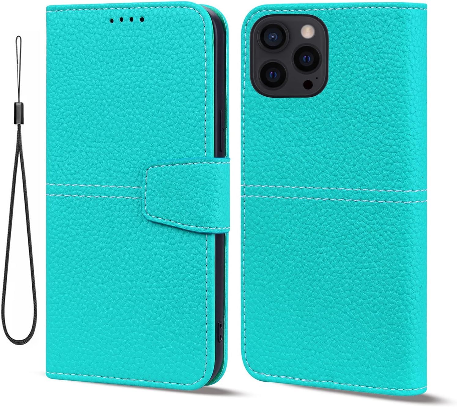 Premium JabrOn Flip Wallet Case for iPhone 14/14 Plus/14 Pro/14 Pro Max - Genuine Leather with Kickstand, Card Slots & Magnetic Closure | Shockproof TPU Interior | Perfect for Daily Use, Travel & Business (Blue, iPhone 14 Pro)