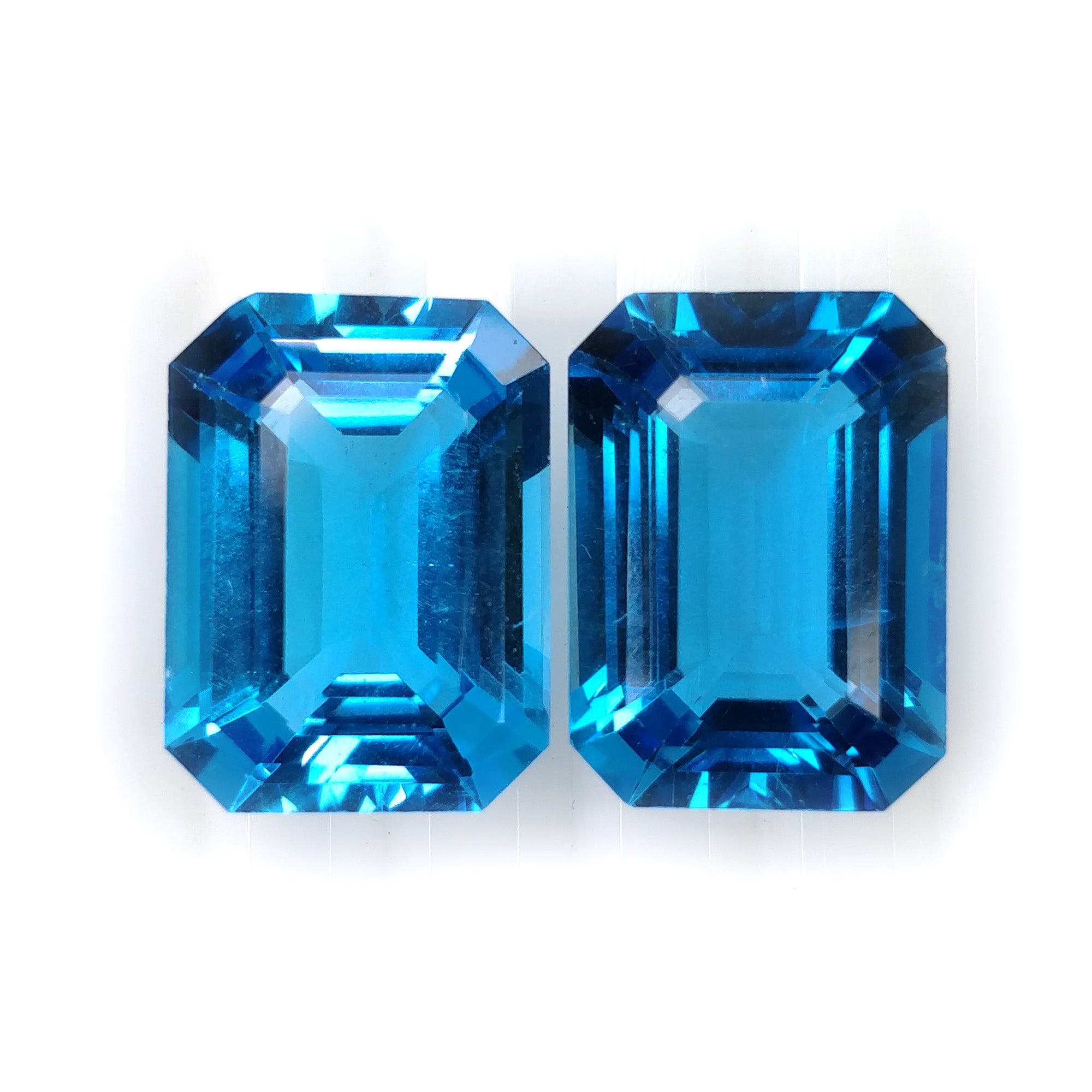 Certified Natural Blue Topaz Gemstone Pair - 24.30cts Unheated Octagon Cut (15.96x11.66mm) for Jewelry Making, Engagement Rings & Luxury Gifts