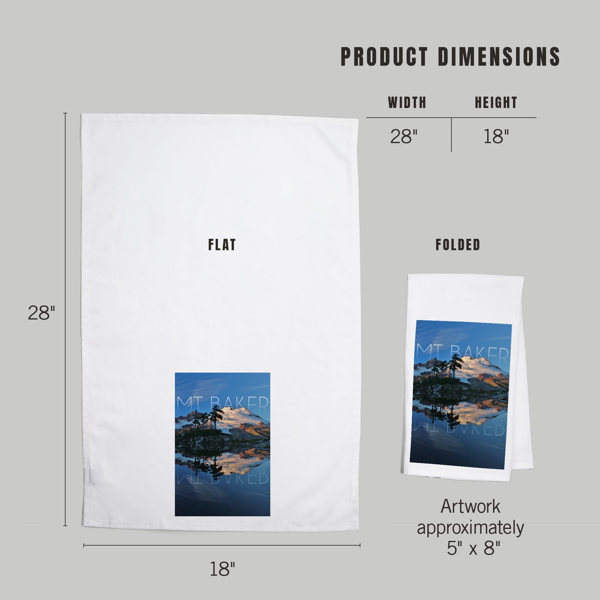 Lantern Press Mount Baker Washington Cotton Tea Towel - 100% Premium Cotton Decorative Hand Towel for Kitchen, Home Decor & Gifts | Perfect for Dish Drying, Wall Art & Cozy Farmhouse Style