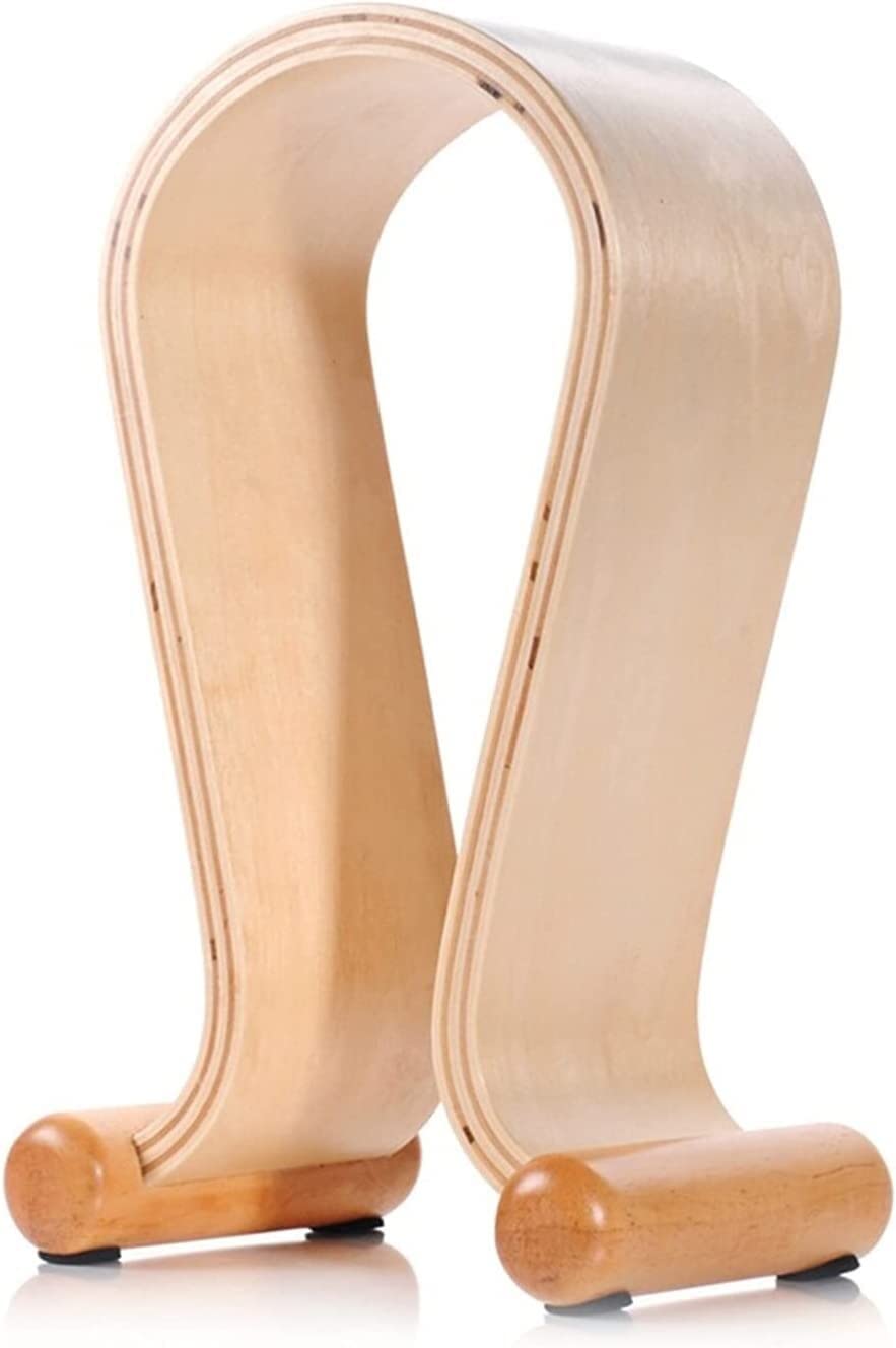 Premium Wooden Headphone Stand - Natural Birch Wood Gaming Headset Holder & Earphone Hanger for Desk Organization - Perfect for Gamers, Streamers & Office Use (One Size, Wood Finish)