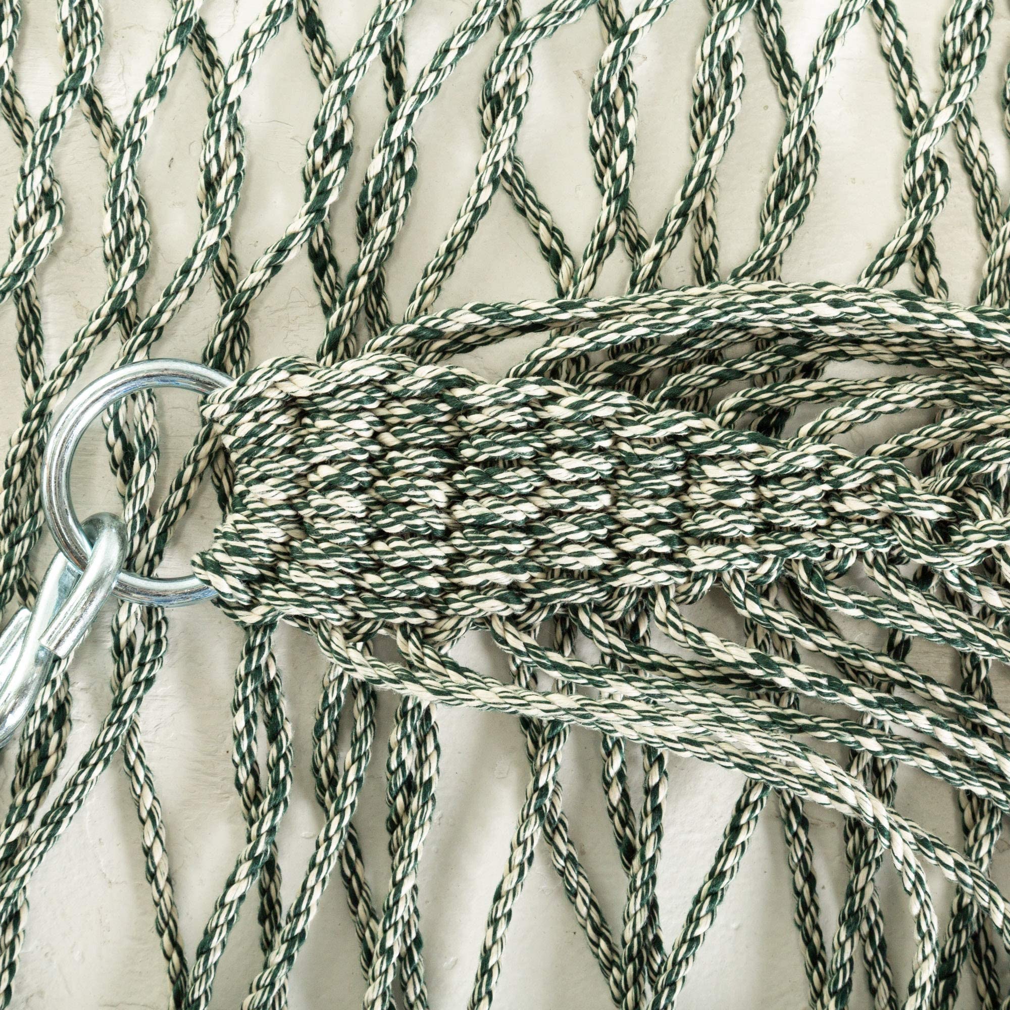 Hatteras Hammocks Premium Green Oatmeal Heirloom Tweed DuraCord Rope Hammock - Free Extension Chains & Tree Hooks - Handmade in USA - 450 LB Capacity (13ft x 60in) - Perfect for Backyard, Patio, Beach & Camping Relaxation