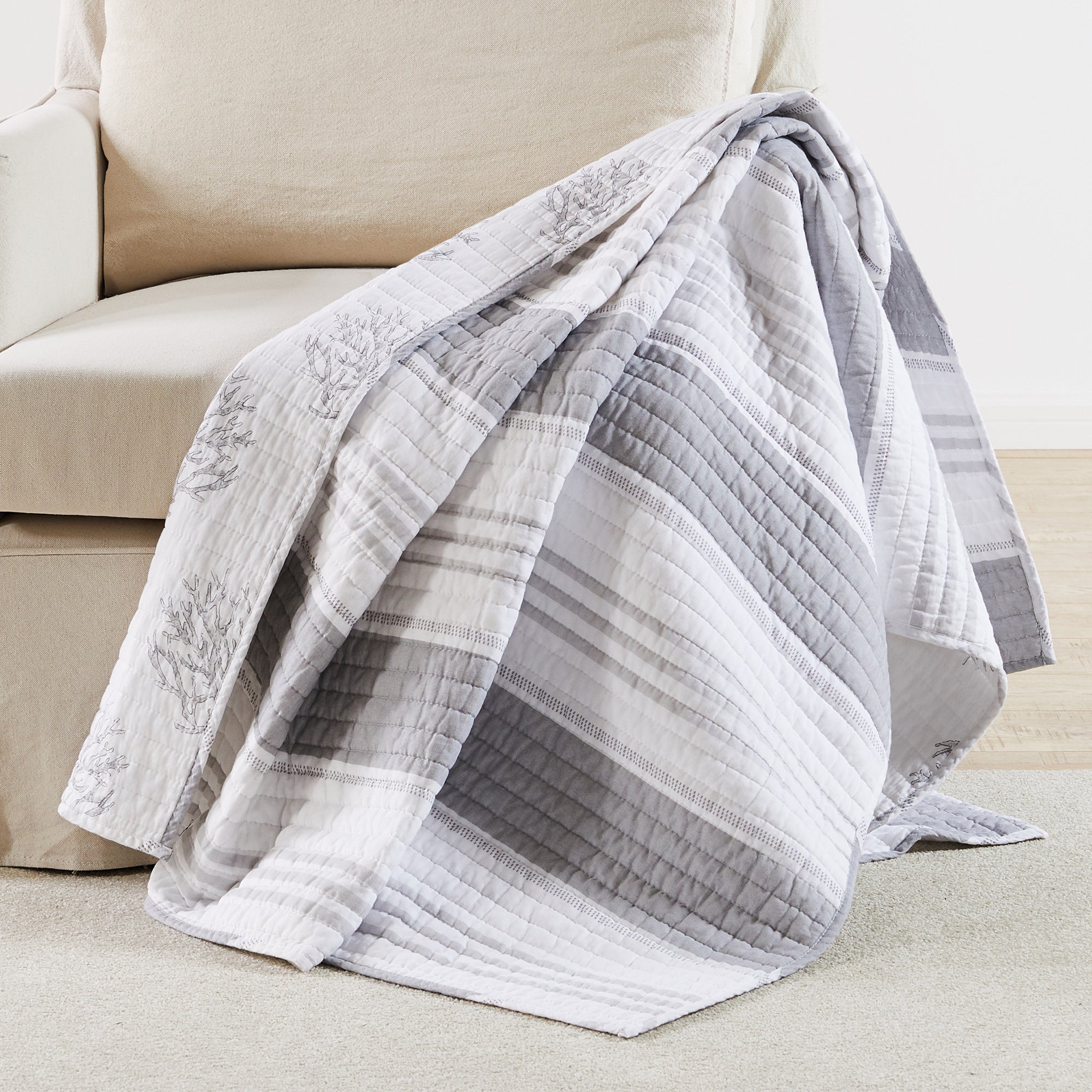 Cozy Nantucket Quilted Throw Blanket - Soft & Warm Bedspread for Couch, Bed, or Outdoor Use - Perfect for Winter Nights, Camping, and Home Decor
