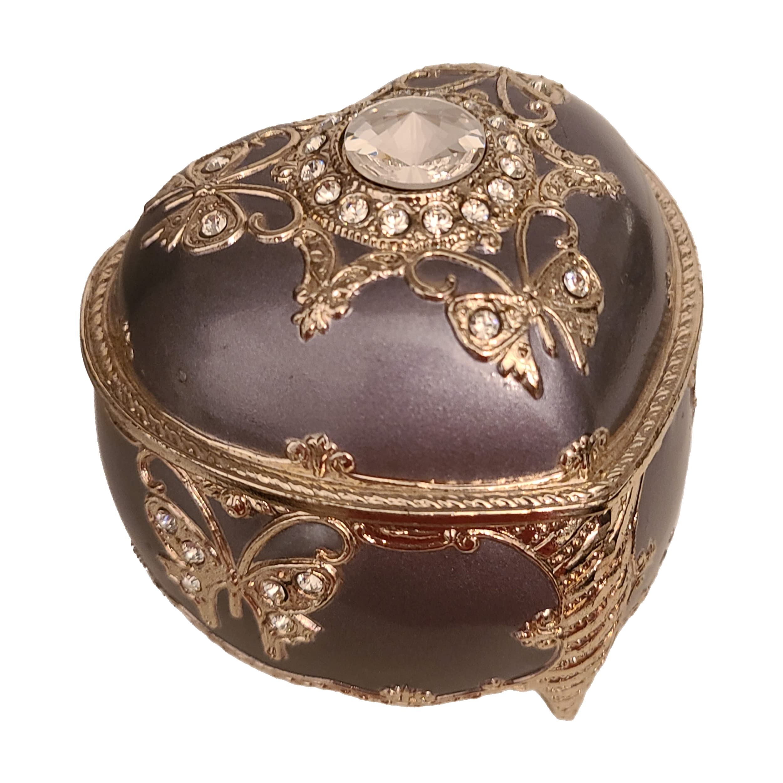 Heart-Shaped Purple Jewelry Box with Sparkling Butterfly & Austrian Crystals - Plays 'My Heart Will Go On' - Perfect for Gift Giving, Jewelry Storage & Home Decor