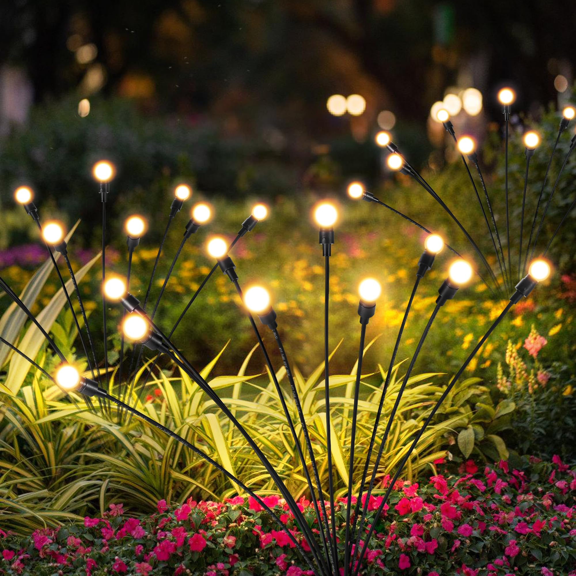 20 LED Solar Powered Outdoor Lights - Waterproof Wind Swing Christmas Decor for Yard, Patio, Garden & Porch (2 Pack, Warm White) | Perfect for Holiday Decoration, Landscape Lighting & Pathway Illumination