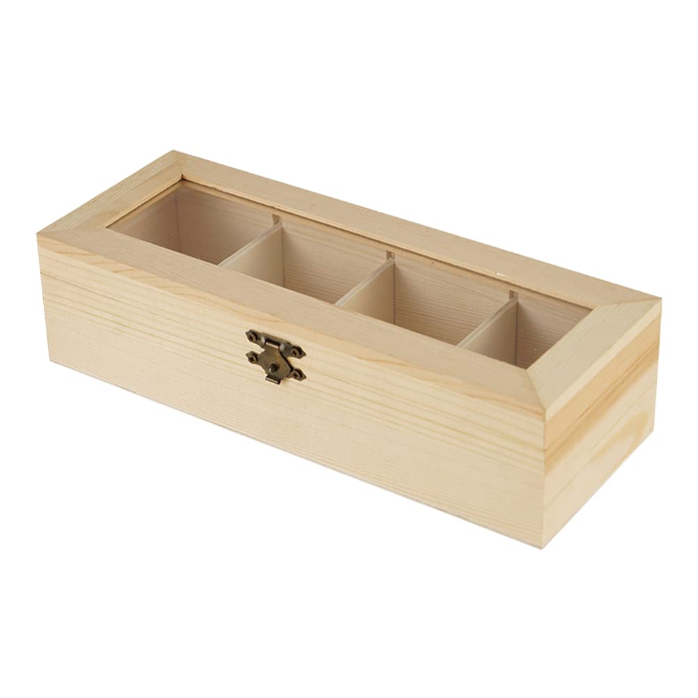 LUOZZY Wooden Tea Bag Storage Box - Elegant Tabletop Organizer for Tea & Coffee Bags - Perfect for Kitchen Counter, Office Desk, or Gift (Natural Wood Finish)