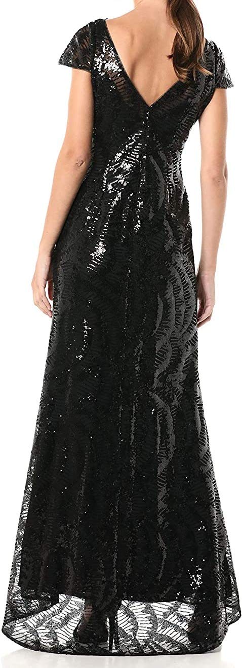 Calvin Klein Women's Cap Sleeve V-Neck Back Gown - Elegant Evening Dress for Weddings, Parties & Special Occasions