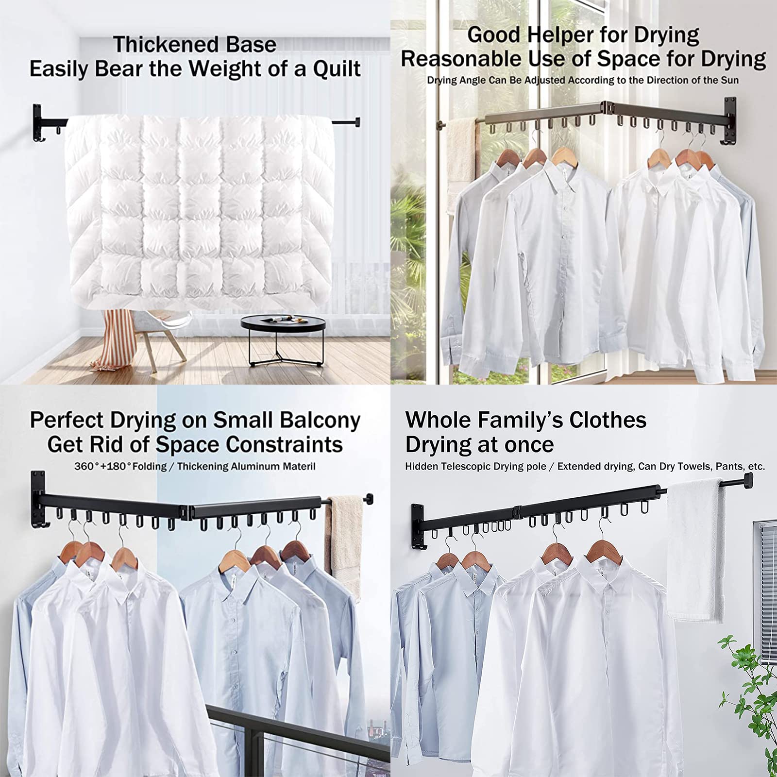 Foldable Wall Mounted Clothes Drying Rack - Space Saving Retractable Laundry Hanger for Balcony, Bathroom, Patio & Bedroom - Portable Collapsible Design (3-Tier Gold) - Perfect for Small Apartments, Dorms & Travel Use
