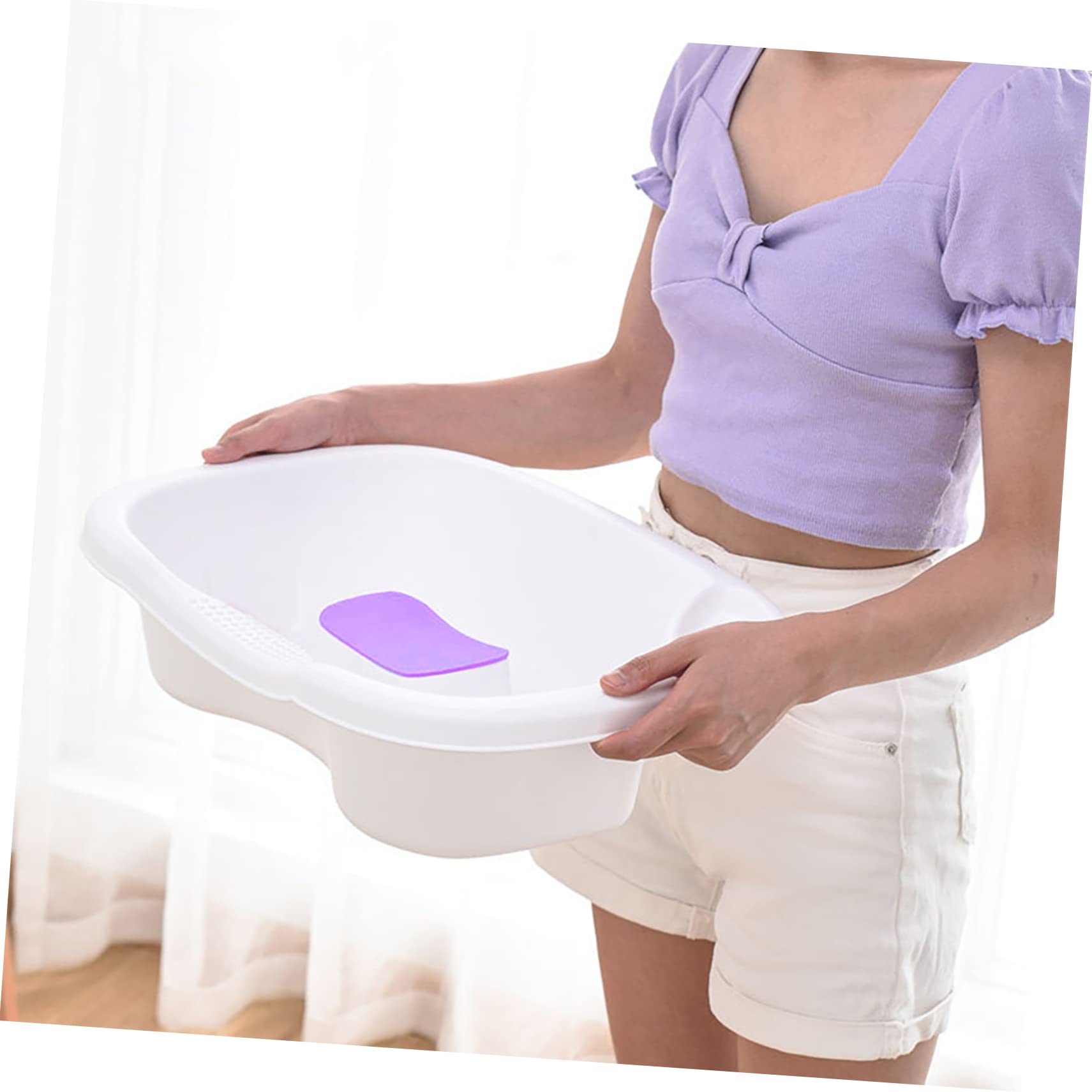 Portable Shampoo Sink for Hair Washing - Lightweight Plastic Wash Basin for Bedside, Elderly Care, Camping & Travel - White Bathtub Tray with Soap Holder (Ideal for Home, Hospital & Outdoor Use)
