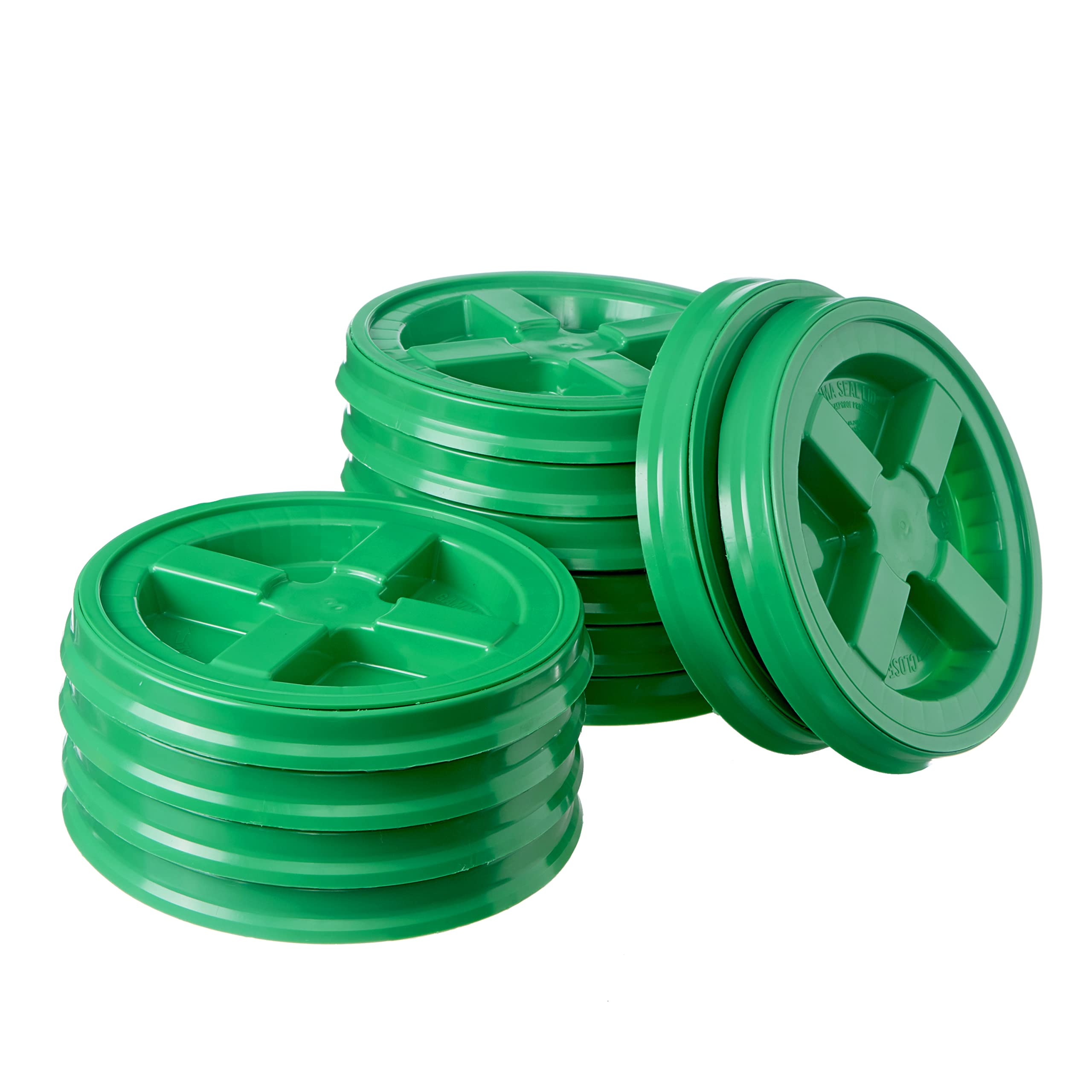 Food Grade Gamma Seal Lids for 3.5-7 Gallon Buckets (12 Pack) | BPA Free, Durable HDPE Reusable Pail Lids | Made in USA | Airtight Storage for Dry Goods, Pet Food & Emergency Supplies (Green)