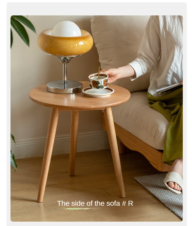 Solid Oak Round Side Table - Natural Wood Accent Table for Living Room, Bedroom & Patio - Sturdy & Stylish End Table for Coffee, Books & Decor
