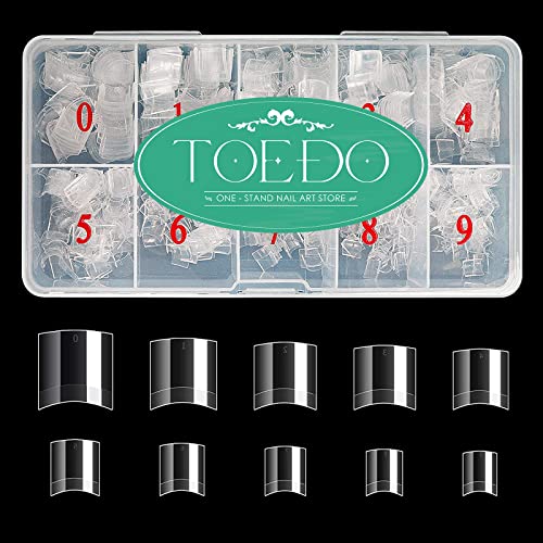 TOEDO 1000PCS Clear Acrylic Nail Tips - Half Cover Press on False Nails for Nail Salon & DIY Manicure | Perfect for Nail Extensions, French Tips & Nail Art Designs