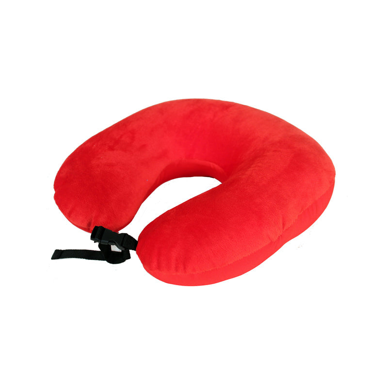 Tosca TCA001 Microbead Neck Pillow - Soft & Supportive Travel Pillow for Neck Pain Relief, Red - Perfect for Airplane, Car & Office Use