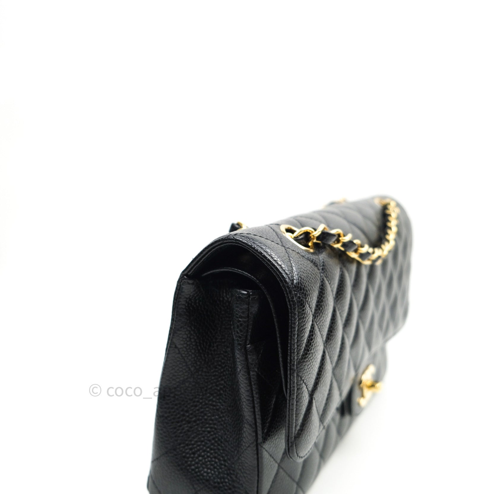 Chanel Classic M/L Medium Double Flap Bag in Black Caviar Leather with 24K Gold Hardware - Luxury Handbag for Women, Perfect for Work, Evening Events & Special Occasions