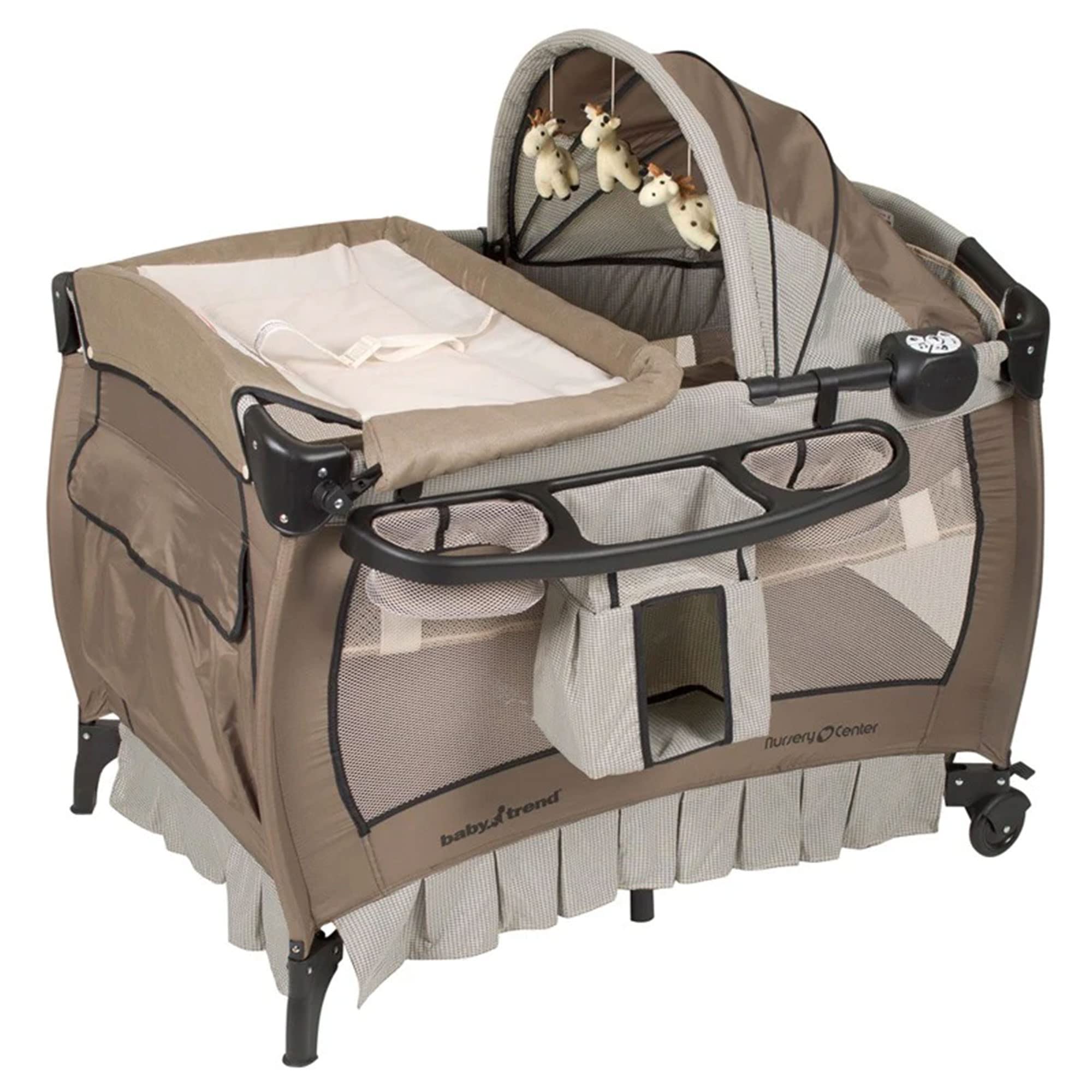 Baby Trend Deluxe Nursery Center® Playard - Portable Playpen with Bassinet & Changing Table, Perfect for Travel & Home Use (Havenwood Design) | Ideal for Newborns, Infants & Toddlers | Safe Sleep Space & Play Area