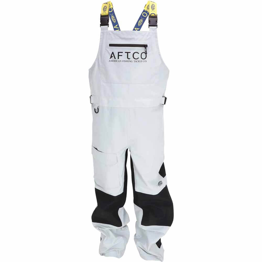 Aftco Light Gray Barricade Bib - Durable Fishing Bib Pants for Men - Waterproof & Comfortable for Saltwater & Freshwater Fishing