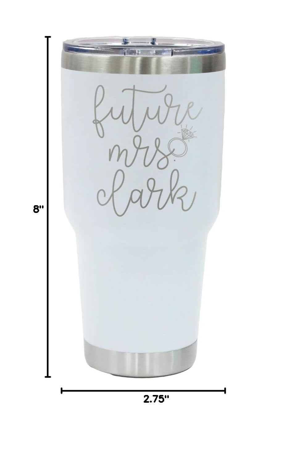 Personalized Bride Tumbler - Custom Engraved Wedding Gift for Bride to Be, Future Mrs, Engagement Present - 20oz Insulated Stainless Steel Cup (White) - Perfect for Bridal Showers, Bachelorette Parties & Wedding Day Hydration