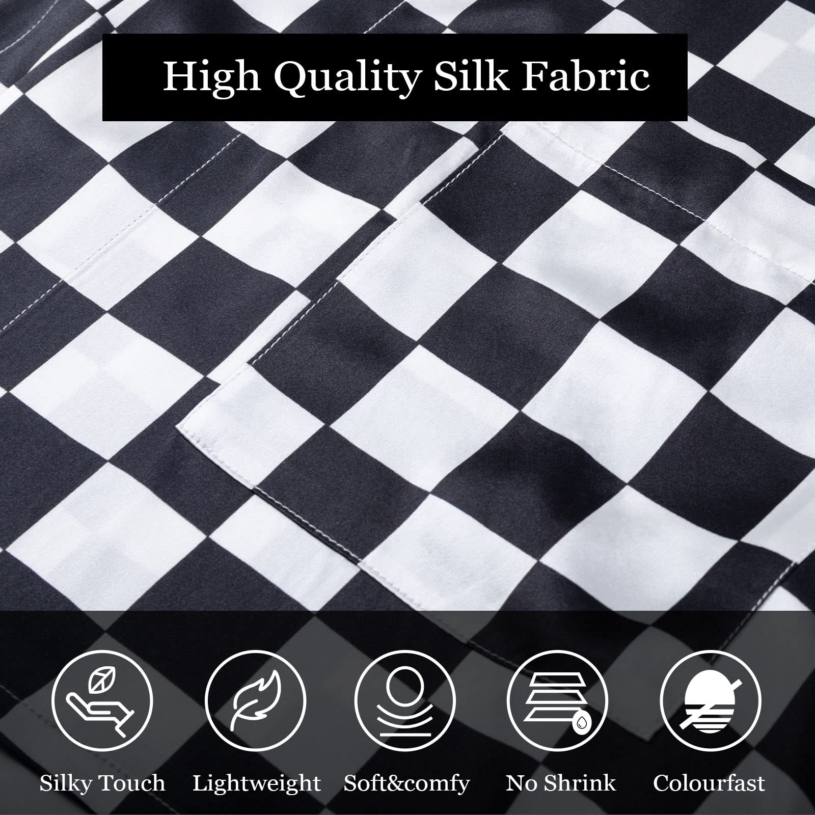 Luxury COLD POSH Men's Silk Pajama Set - 100% Pure Silk Long Sleeve Sleepwear with Button Down Shirt & Pants - Perfect for Relaxation, Lounging & Gift Giving