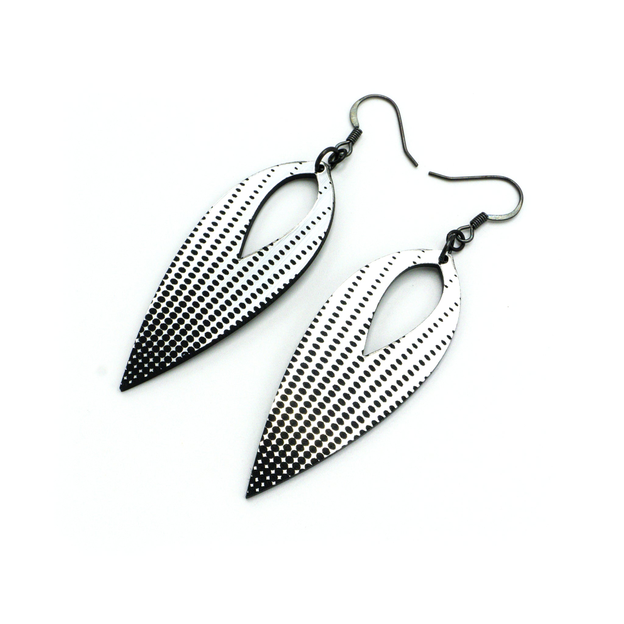 Nativas 09 Acrylic Earrings - Brushed Silver & Black Dangle Earrings for Women | Trendy Fashion Accessories for Parties, Work & Everyday Wear