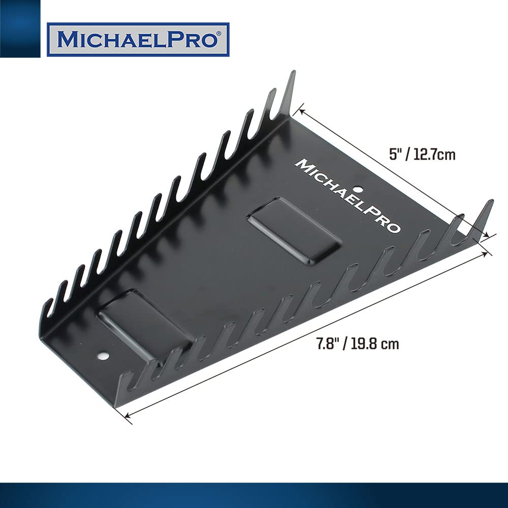 MichaelPro 12-Piece Magnetic Wrench Organizer Set - Heavy Duty Metal Tool Holder for Wrenches | Perfect for Tool Drawers, Tool Chests & Wall Mount Storage | Ideal for Garage, Workshop & DIY Projects