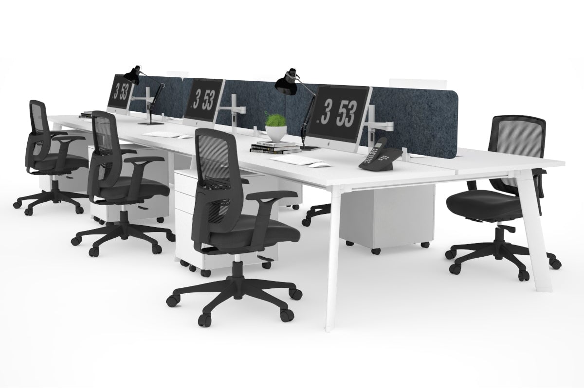 6-Person Switch Workstation with White Frame - 1200L x 700W Dimensions - Ideal for Office, Conference Room, or Collaborative Workspace