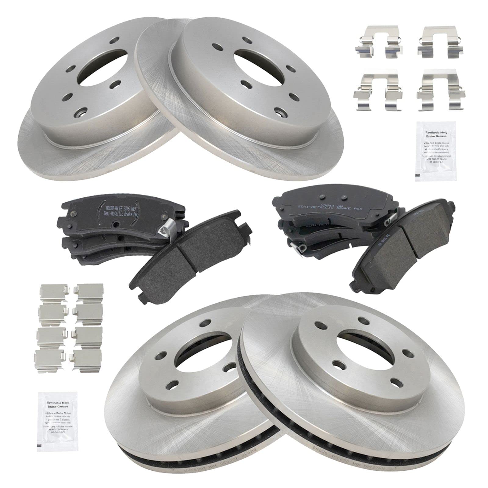 High-Performance Semi-Metallic Brake Pad & Rotor Kit - Front & Rear Set for Buick Rendezvous & Pontiac Aztec | Durable Stopping Power for City Driving & Highway Safety