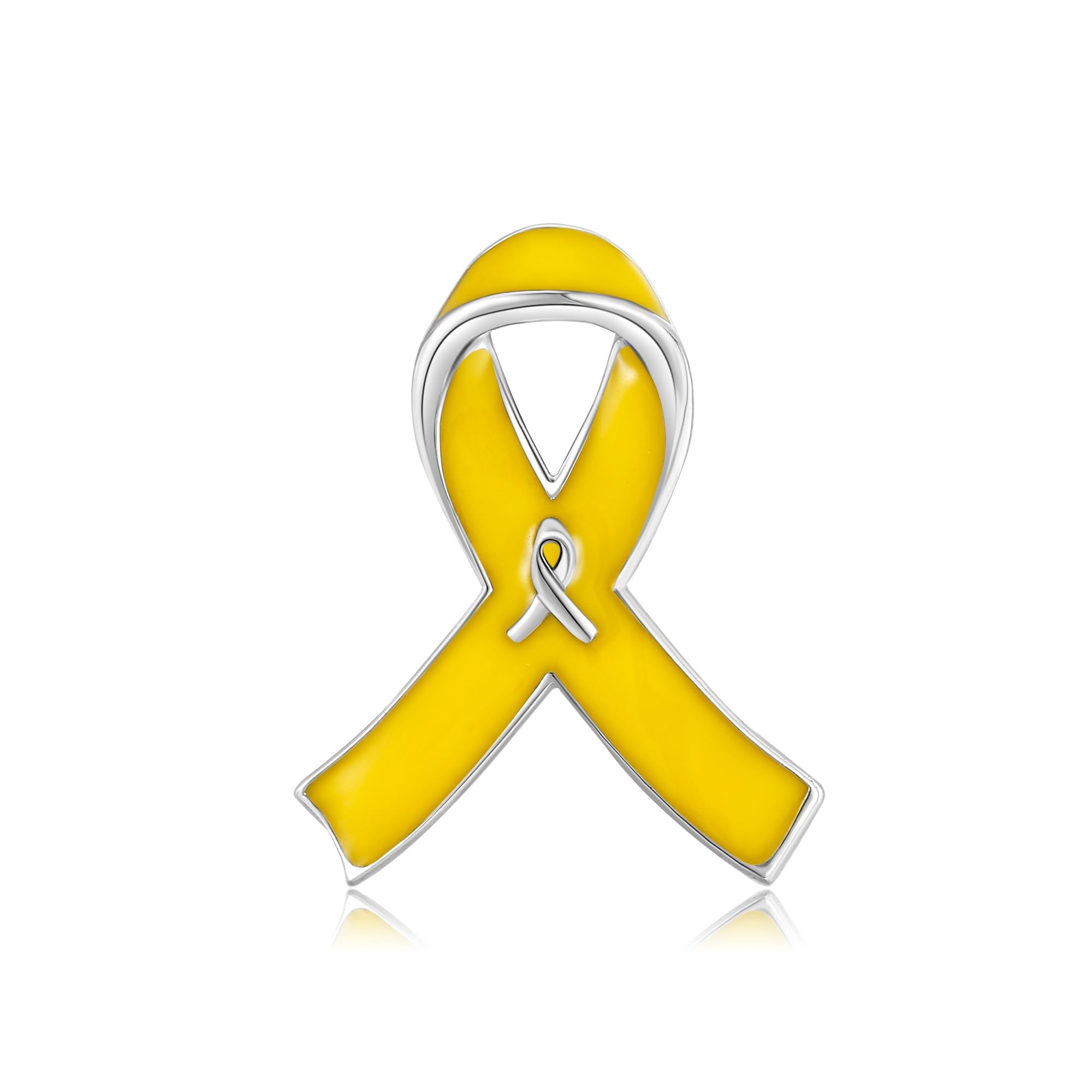 925 Sterling Silver Cancer Awareness Ribbon Pin - Pink, Yellow, Blue, Orange, Teal, Purple - Leukemia, Kidney, Colon, Breast Cancer Charity Fundraiser Brooch for Events, Memorials & Support Groups