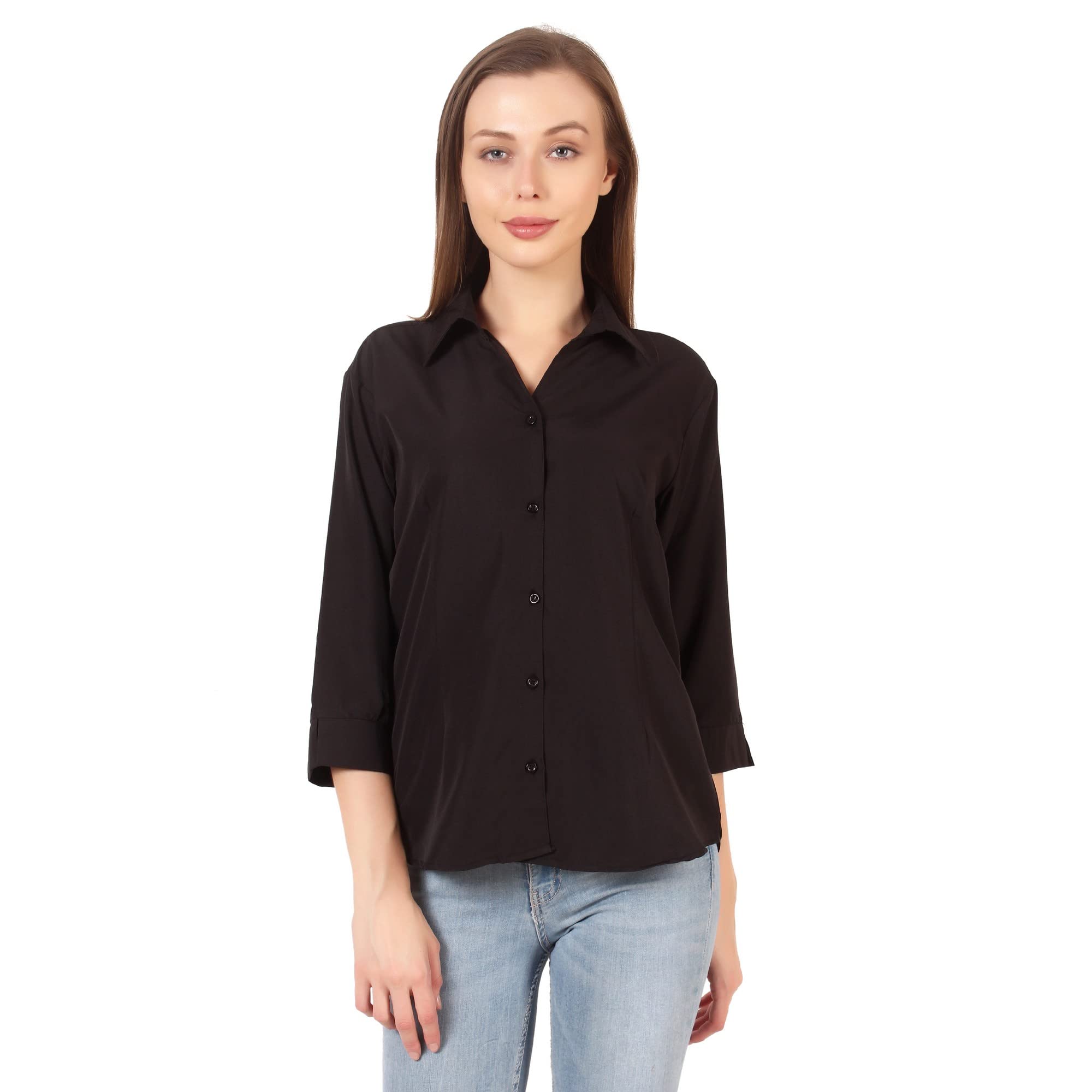 Hunoor Women's 3/4 Sleeve Formal Blouse for Office & Special Occasions | Elegant Workwear & Party Shirt for Ladies & Teens
