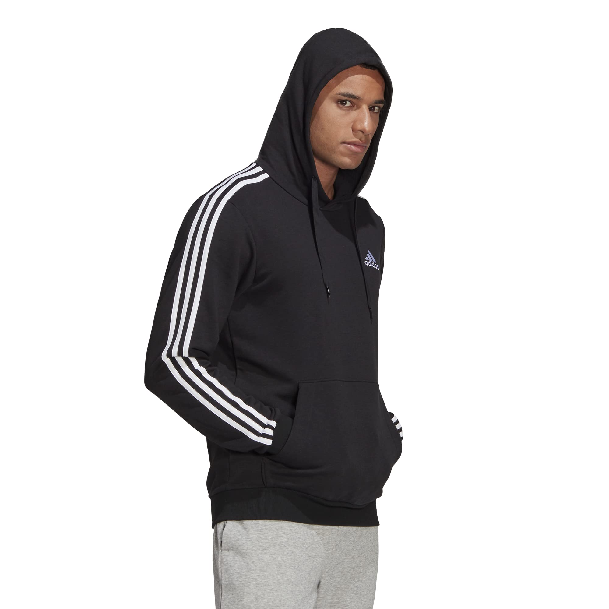 adidas Men's Essentials 3-Stripes French Terry Hoodie - Comfortable Pullover Sweatshirt for Casual Wear, Gym & Street Style | Athletic Fit Cotton Blend Hooded Sweater for Everyday Use