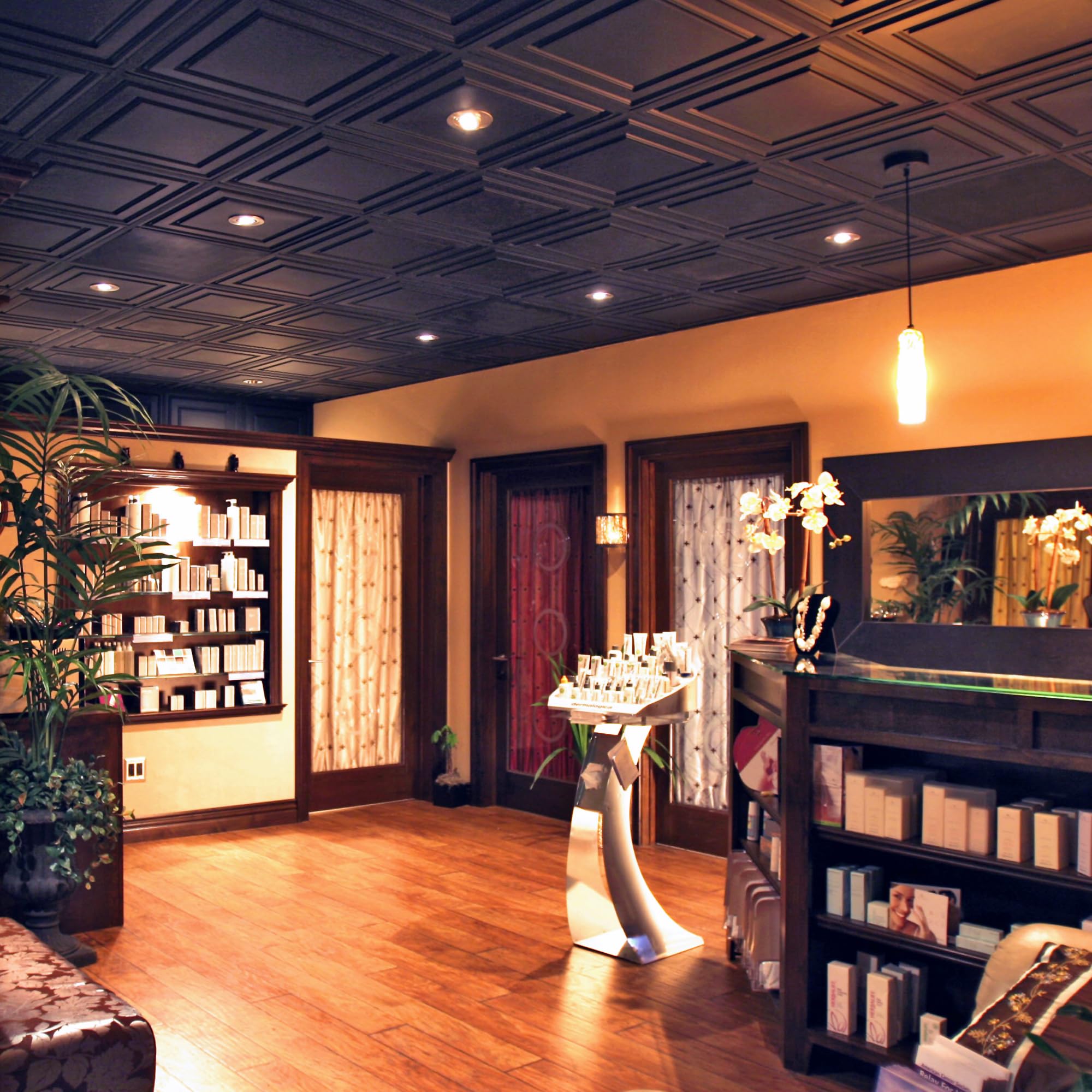 Ceilume 2x2 Ultra-Thin Feather-Light Ceiling Tiles - Stratford Black Drop Ceiling Panels for 1