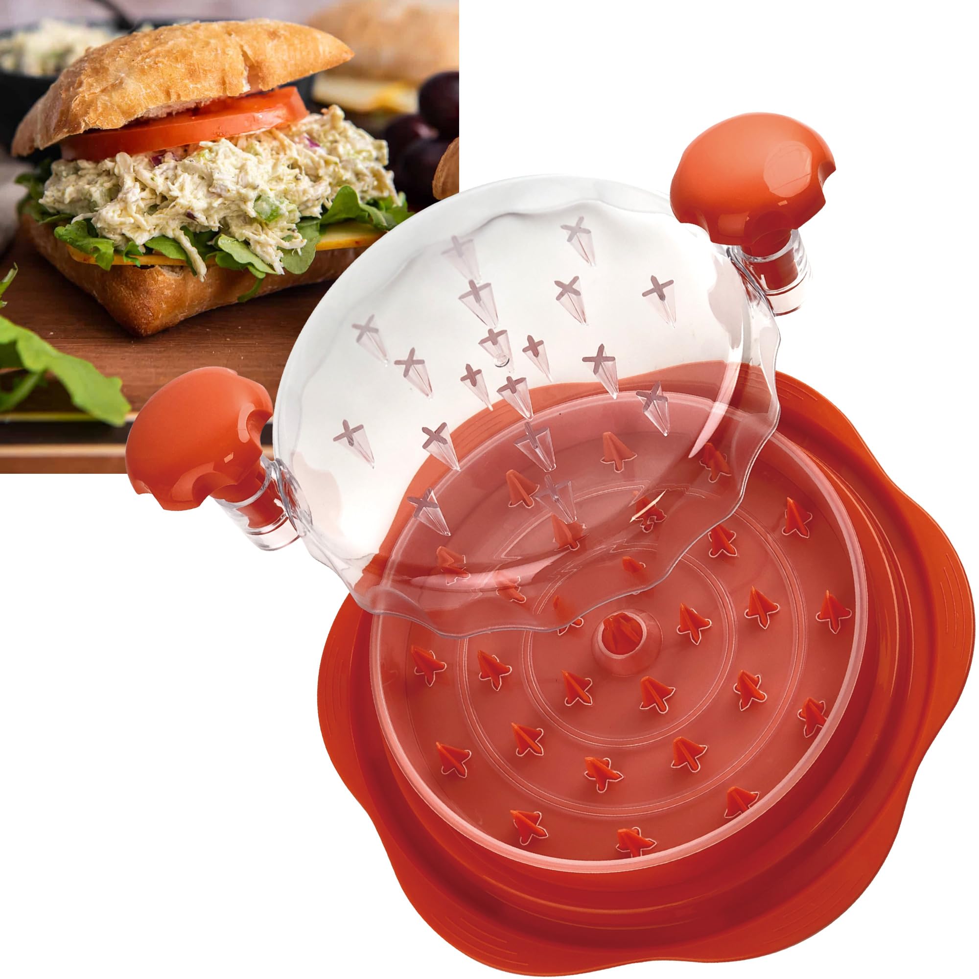Premium Chicken Shredder Tool - Large BPA-Free Meat Grinder for Chicken Breast with Anti-Slip Grip & Ergonomic Handle - Perfect for Meal Prep, BBQ, and Healthy Cooking (Elegant Orange) - Great Kitchen Gift for Women & Home Chefs