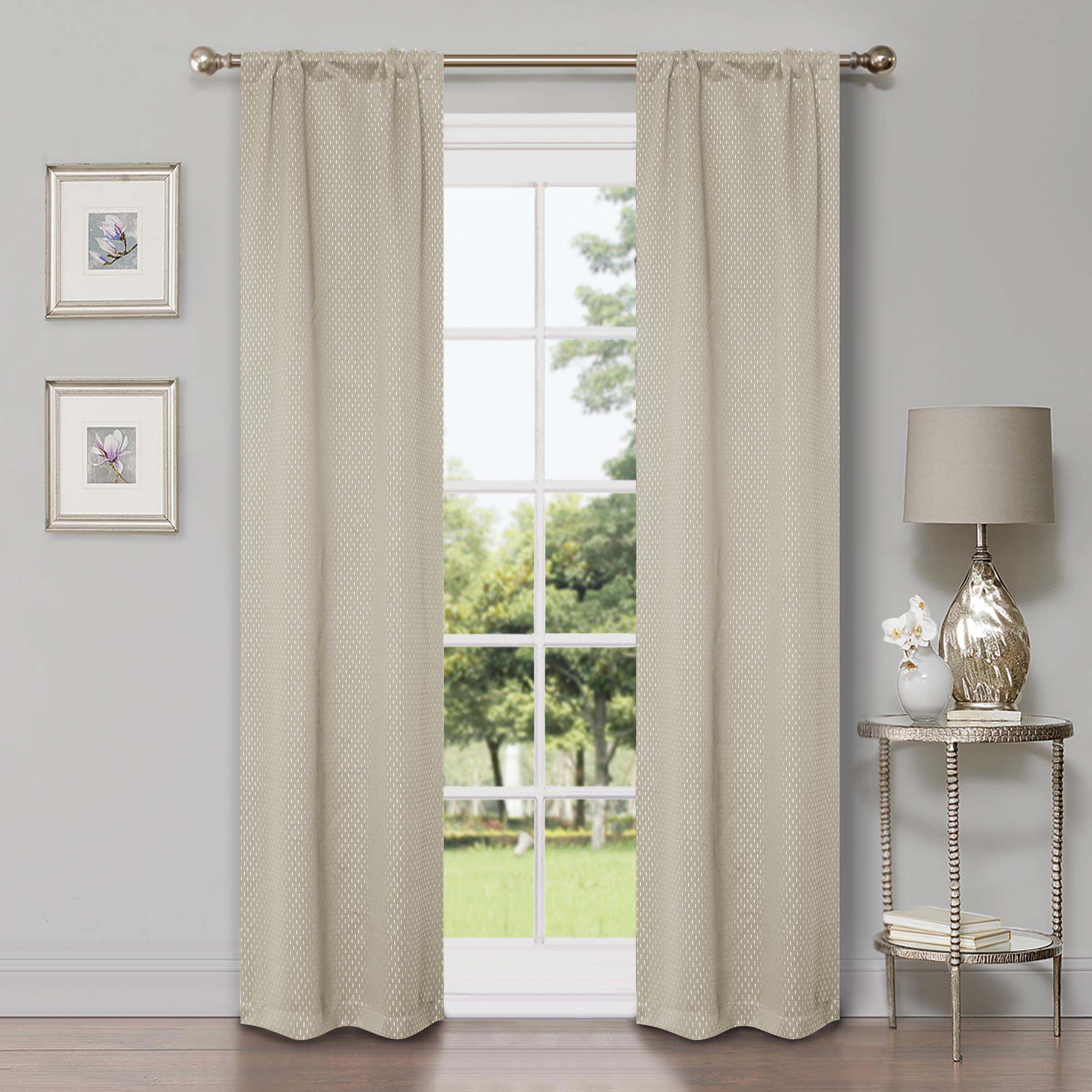Blackout Solid Shimmer Grommet Curtain Panel Set of 2 Panels, 26 Inch Length - Perfect for Bedroom, Living Room & Home Theater Light Control & Privacy