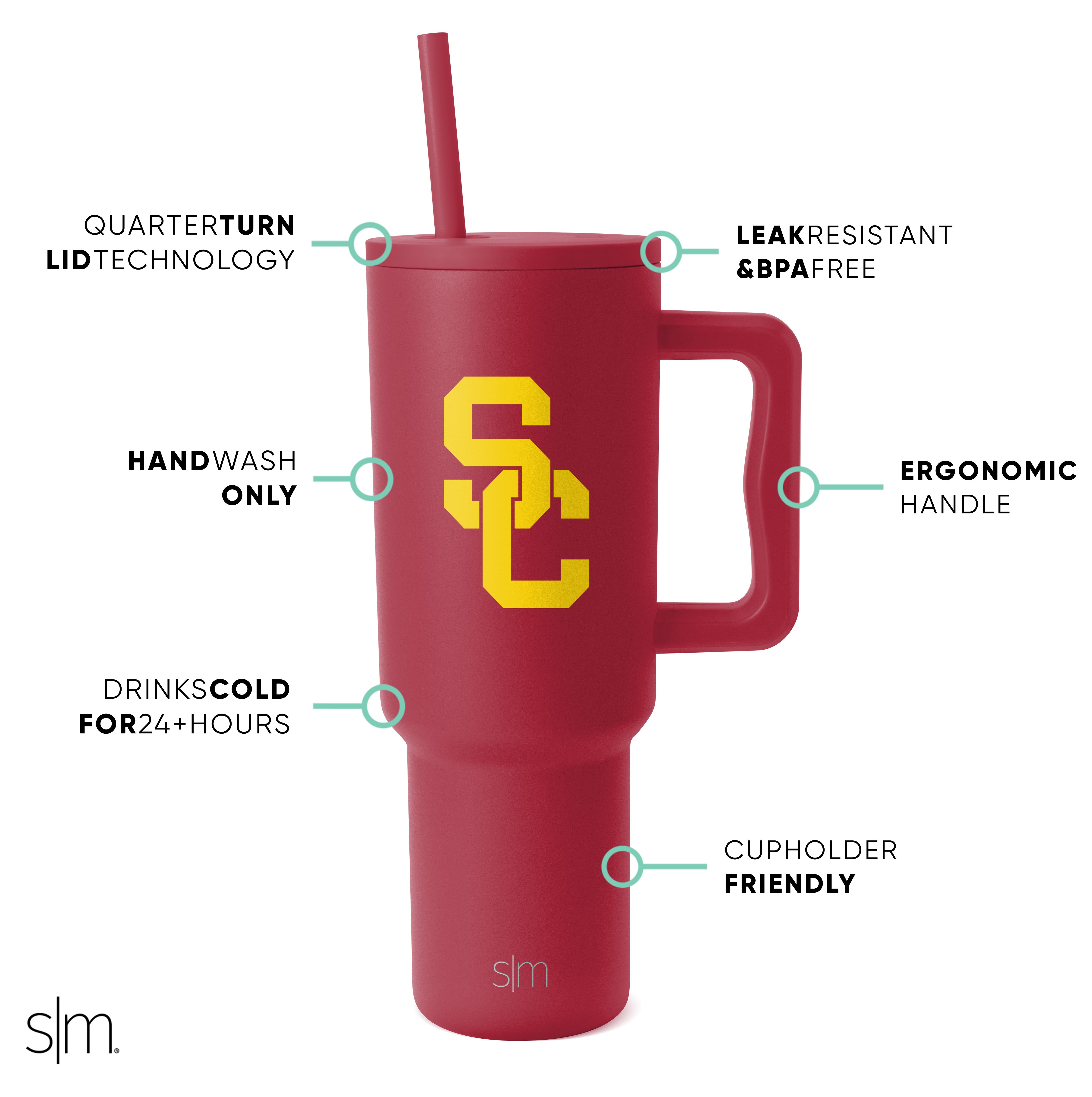 Insulated Stainless Steel Collegiate Trek Tumbler - 20oz Leakproof Travel Mug with Lid for Coffee, Tea & Cold Drinks - Perfect for College, Office, Hiking & Outdoor Adventures