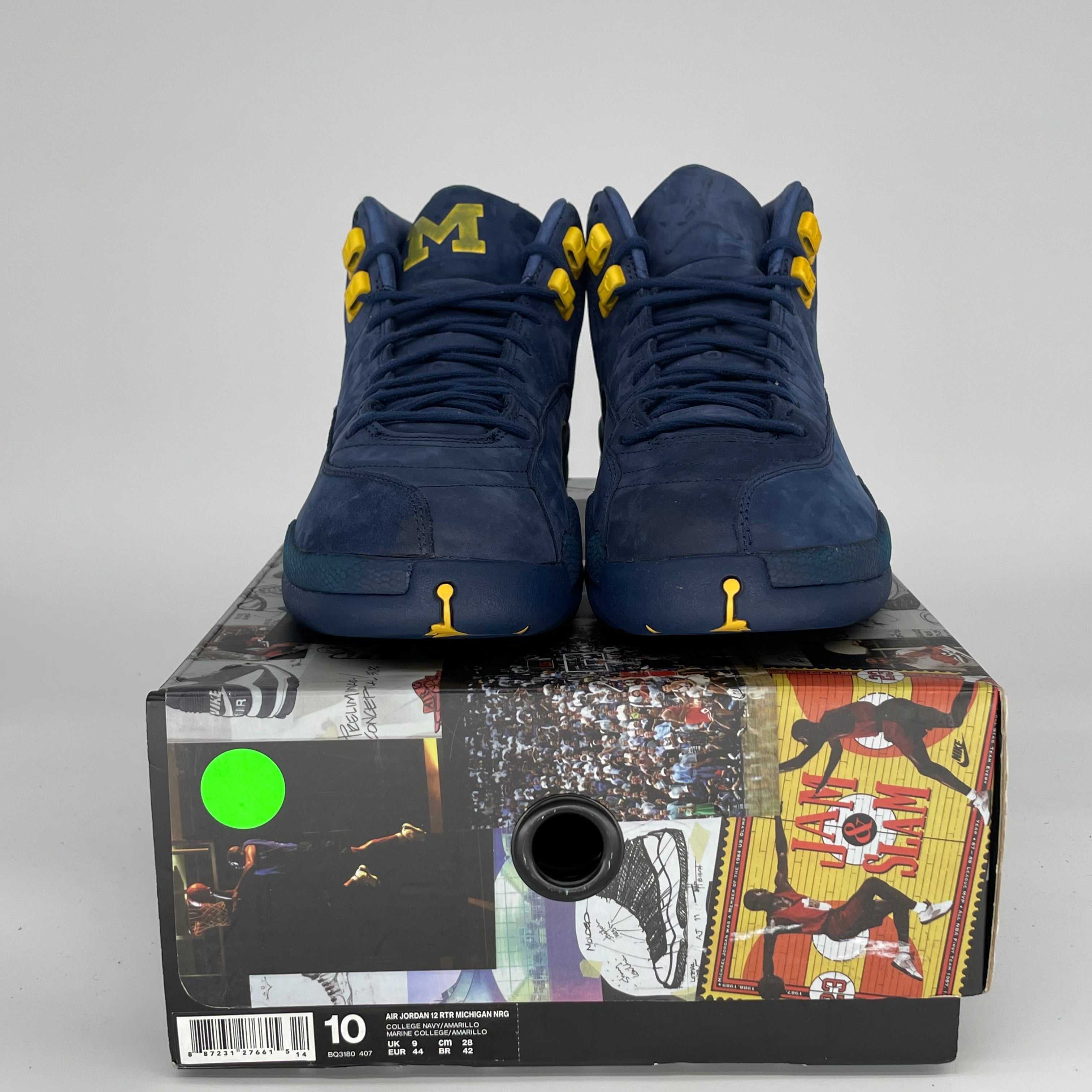 AIR JORDAN 12 Michigan Basketball Shoes - Men's Size 10 (BQ3180-407) - Retro Sneakers for Basketball, Streetwear & Casual Fashion