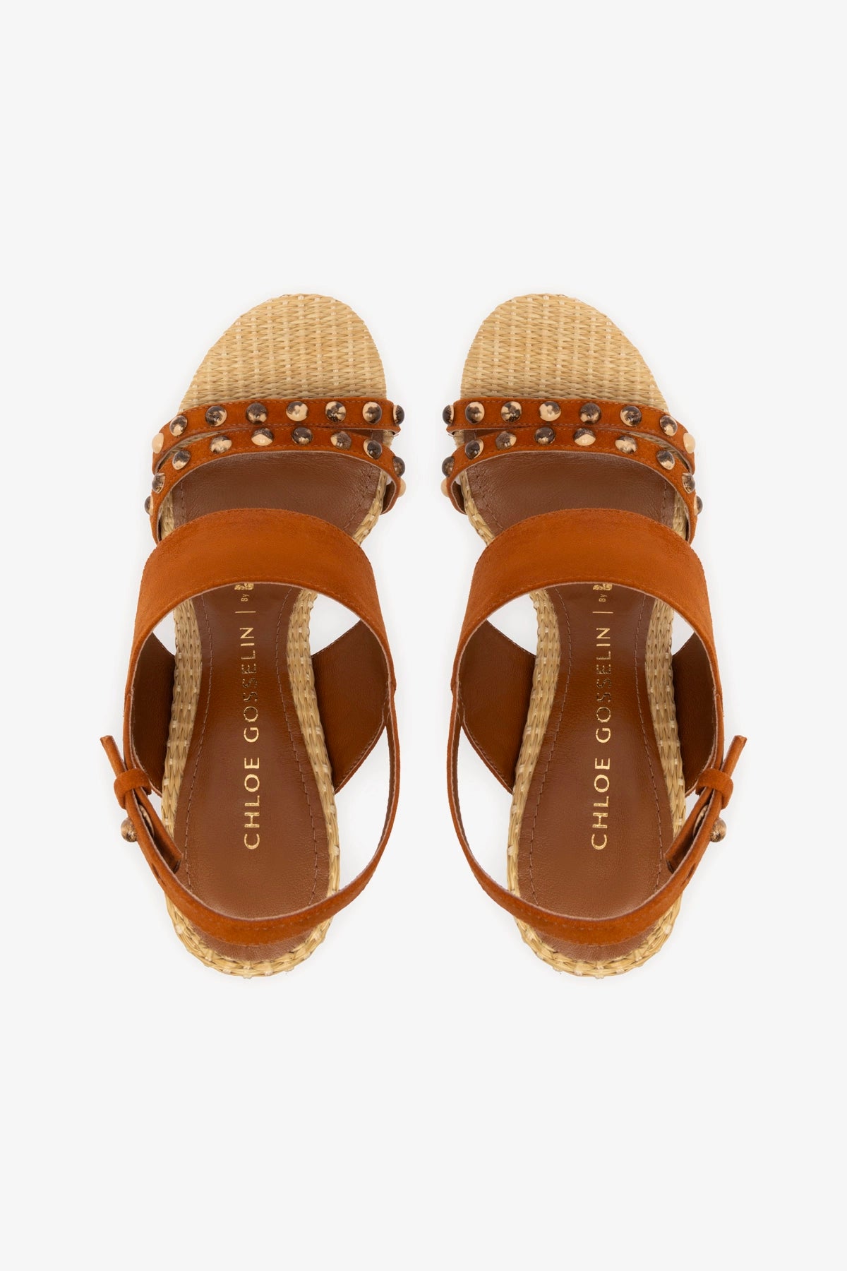 Chloe Gosselin by Larroudé Margot Women's Sandals - Chestnut Suede & Natural Raffia Strappy Heels | Perfect for Summer Weddings, Beach Vacations & Boho Chic Outfits