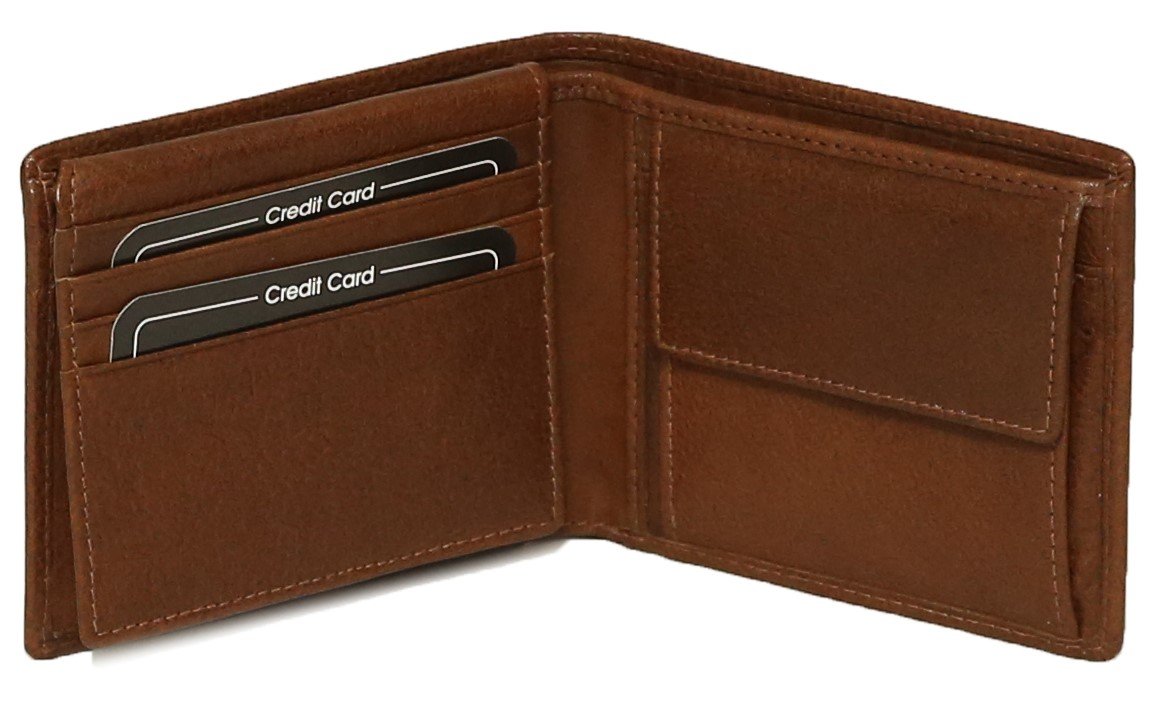 Felda Men's RFID Blocking Genuine Leather Wallet - Slim Bifold Credit Card Holder & Coin Pocket (Brown) - Perfect for Travel, Business & Everyday Use - Gift Box Included