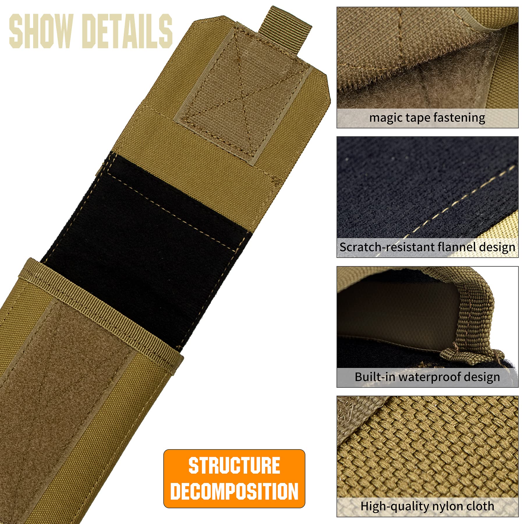 BVYA Tactical MOLLE Phone Holster Pouch - Compatible with iPhone 15 Pro Max/15 Pro/15 Plus/15/14 Pro Max/13 Pro Max/12 Pro Max & 4.7