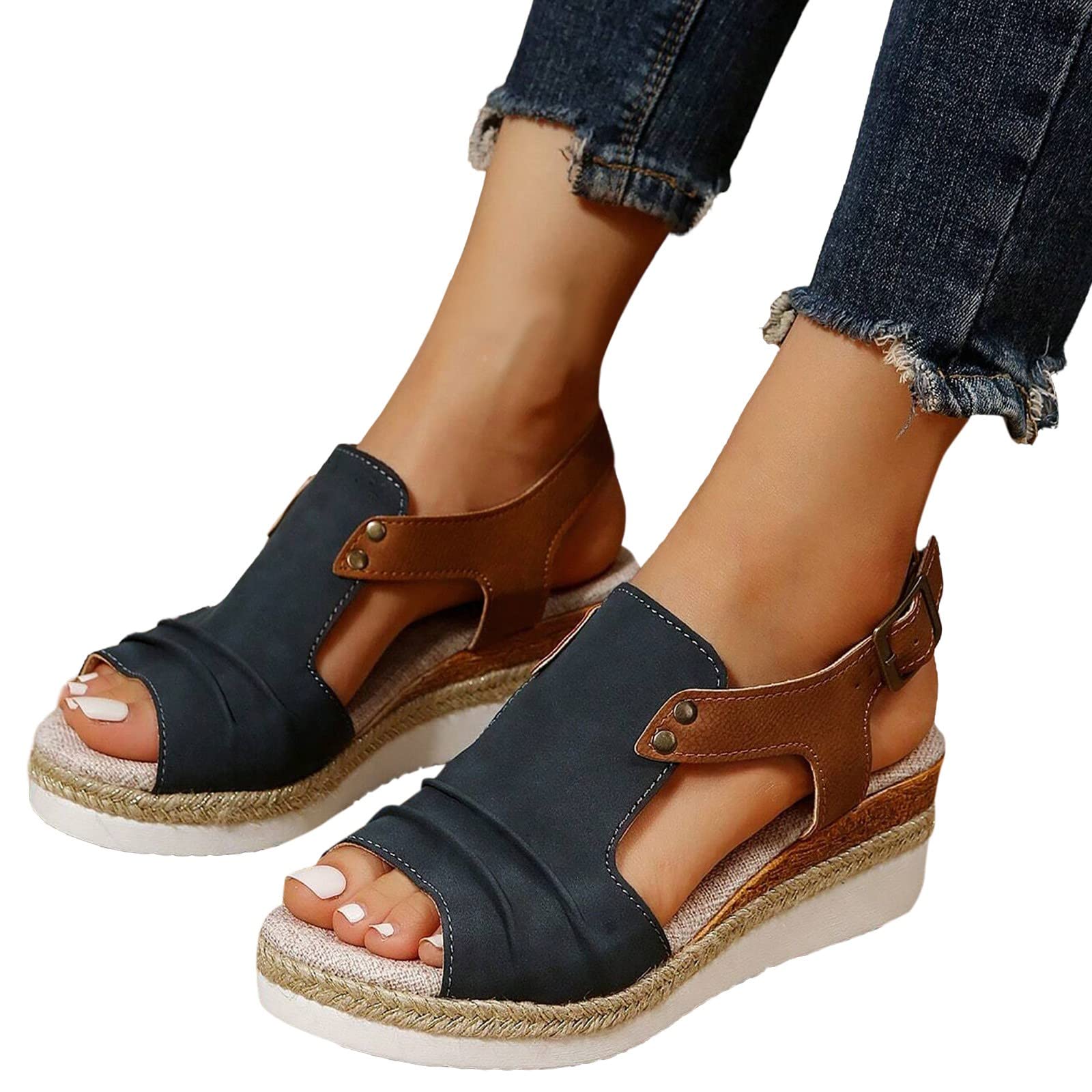 Women's Summer Beach Sandals - Mid Heel Espadrilles Wedge Platform Sandals for Dressy Occasions | Perfect for Vacation, Wedding, and Outdoor Events