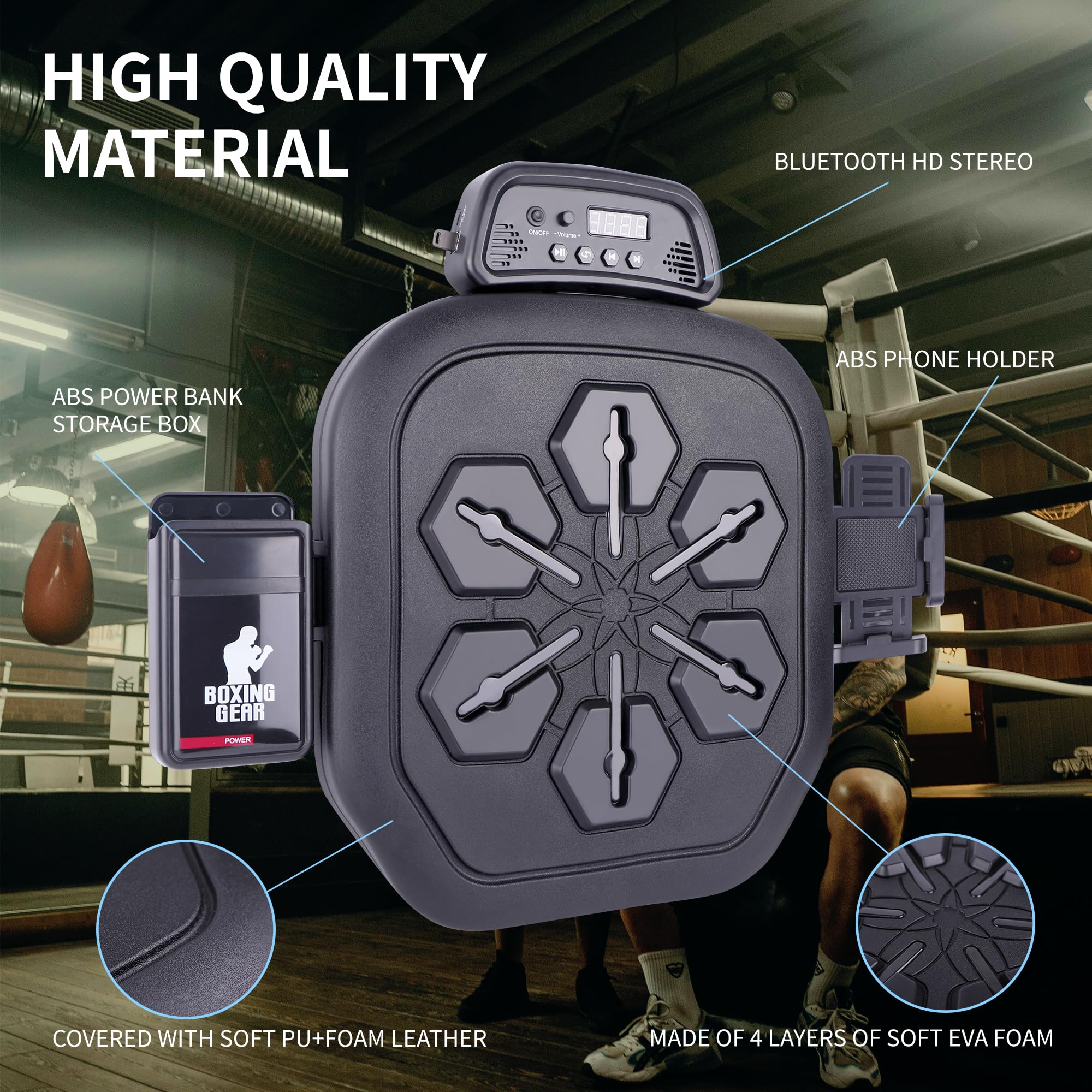 Smart Bluetooth Boxing Machine - Wall Mounted Punching Pad with Gloves for Adults & Kids | Electronic Indoor Training Equipment for Home Gym & Fitness Workouts