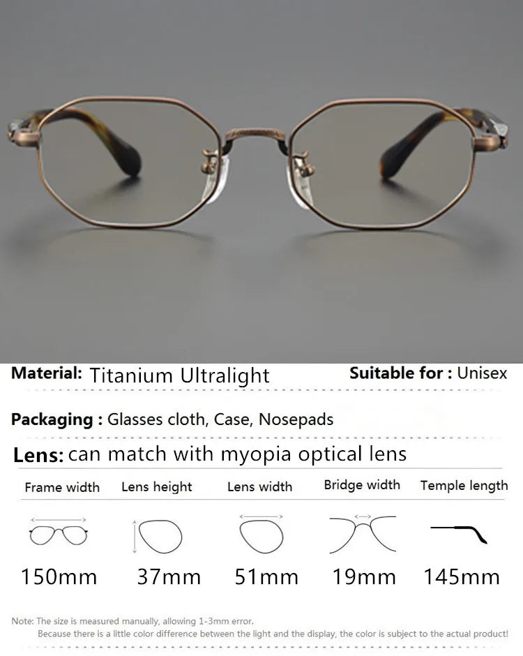 Stylish Aimee Unisex Full Rim Flat Top Polygon Titanium Eyeglasses Frame 11092 | Lightweight & Durable | Perfect for Work, Reading & Fashion Accessories