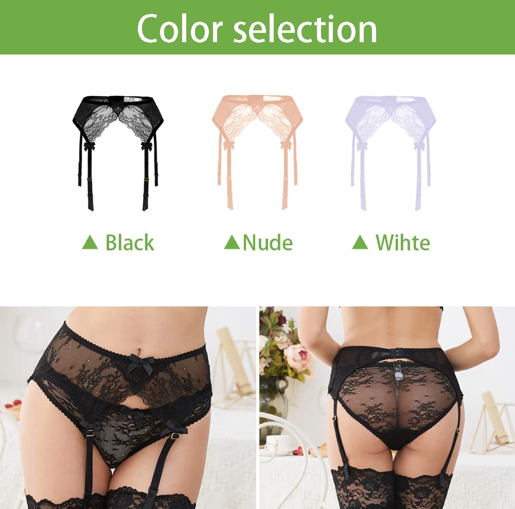 Sexy Lace Garter Belt for Women - Adjustable Thigh High Stocking Suspender - Perfect for Bridal Lingerie, Boudoir Photography & Romantic Occasions